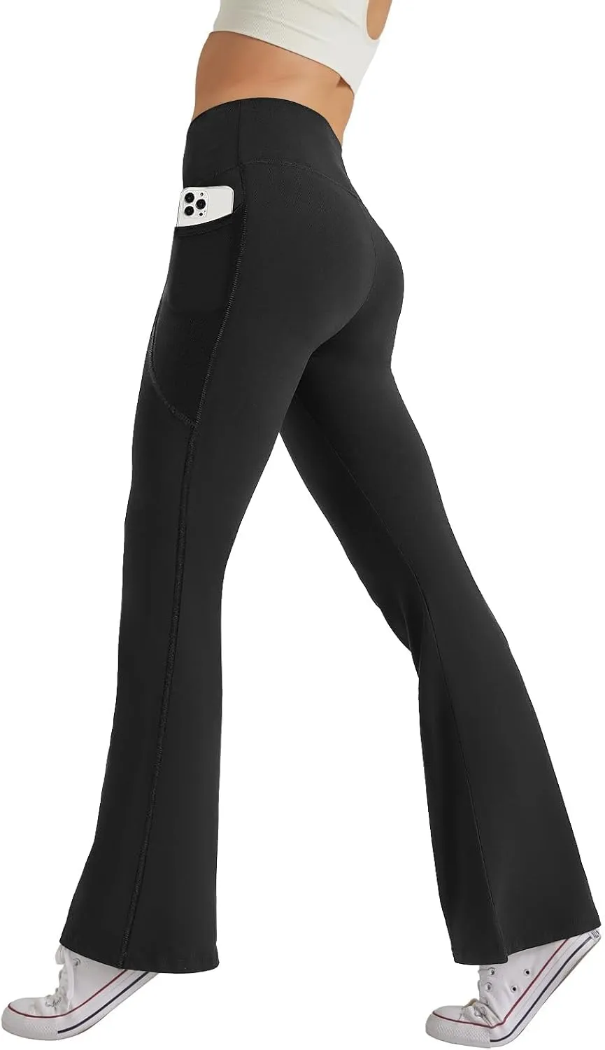 Glacspyg Women's Trousers with Pockets Yoga Trousers Leisure Jogging Bottoms High Waist Sports Trousers Elastic Wide Bo…