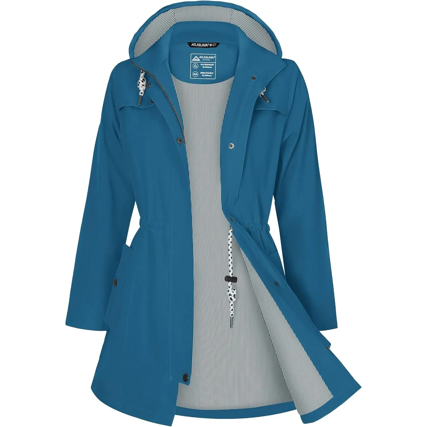 ATLASLAVA Regenjacke Damen Lang Wasserdicht Kapuze Regenmantel übergangsjacke Trenchcoat Outdoor Mantel S-3XL
