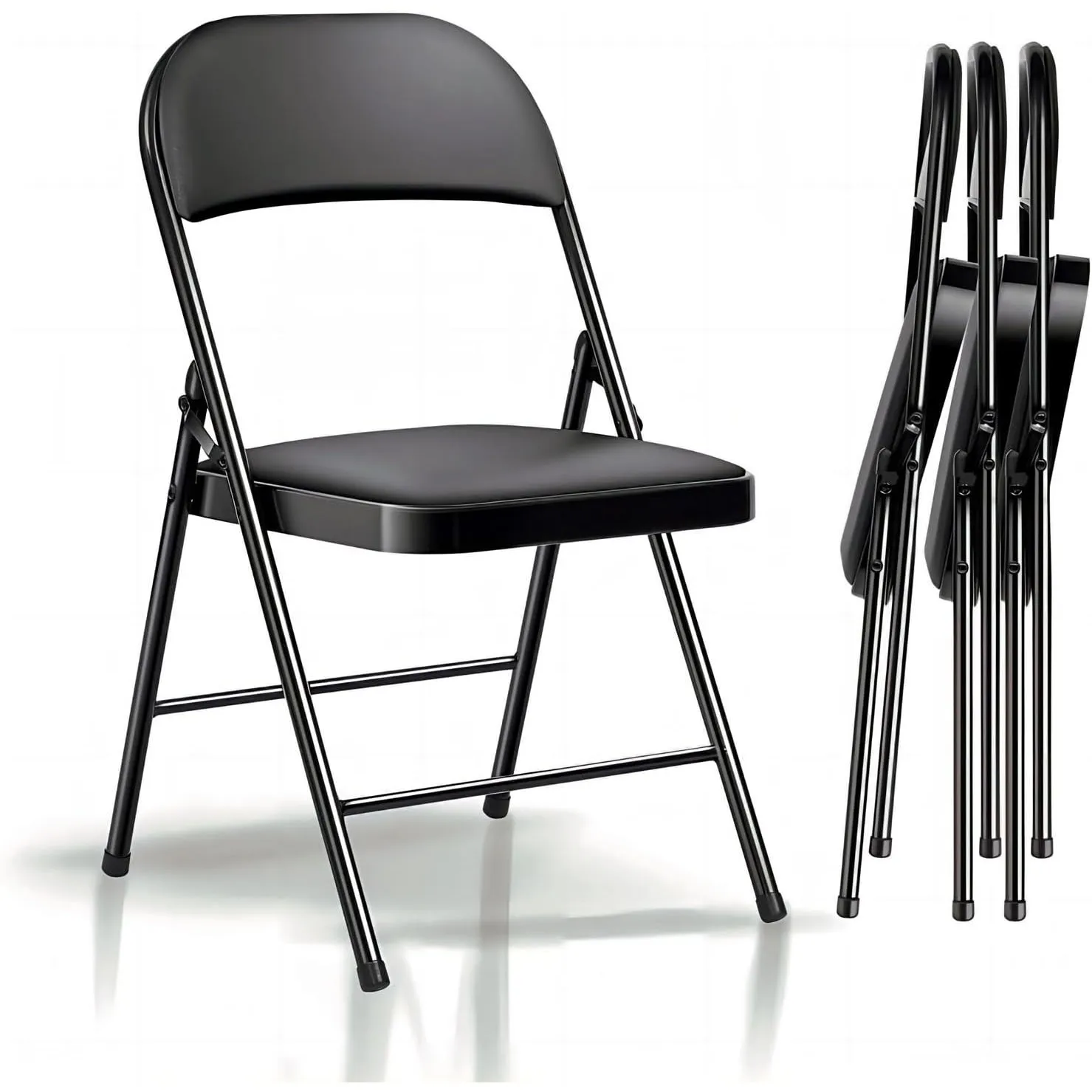 Klappstühle 4er Set, Klappstuhl Gepolstert bis 158KG Tragfähigkeit, Klappstühle Metall mit Starker Stahlrahmen, Klappse…