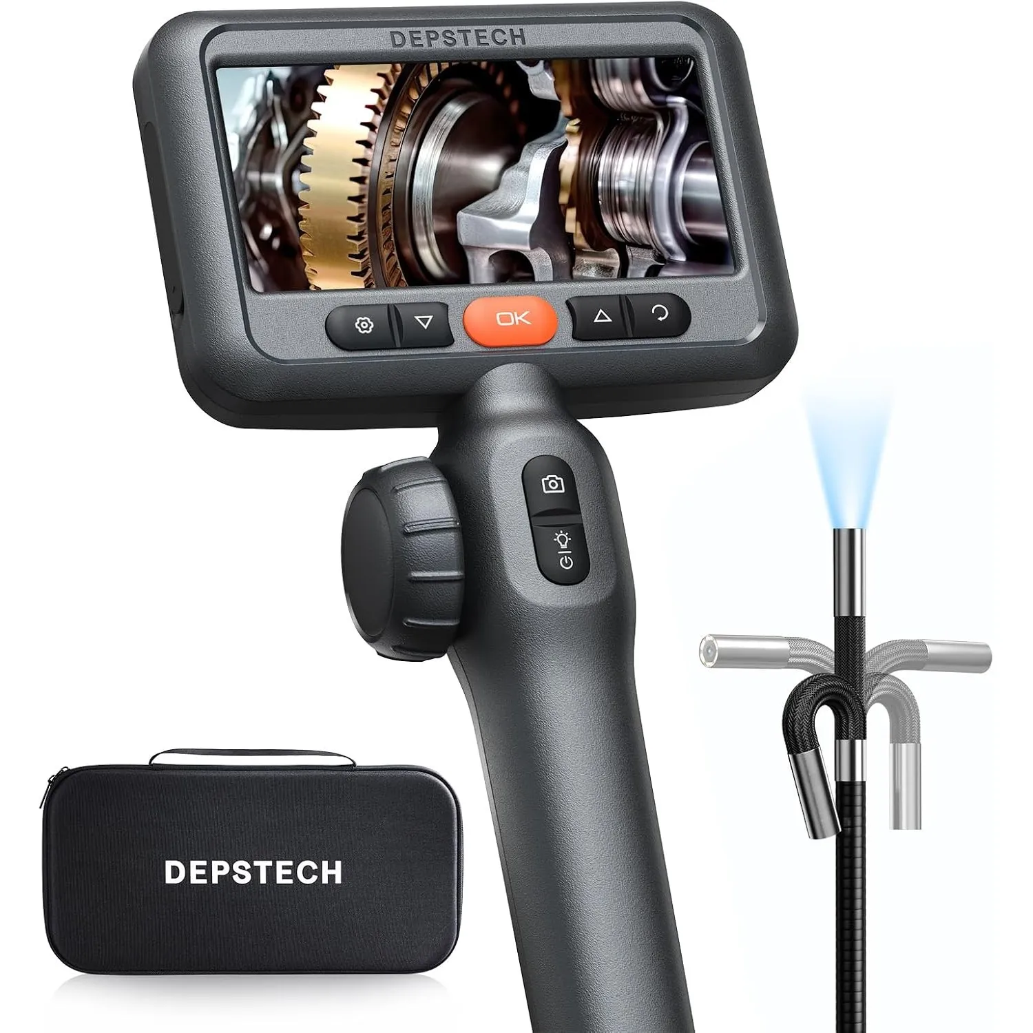 DEPSTECH 6,2mm 210° Drehbar Endoskopkamera mit Licht, 1080P Endoskopkamera