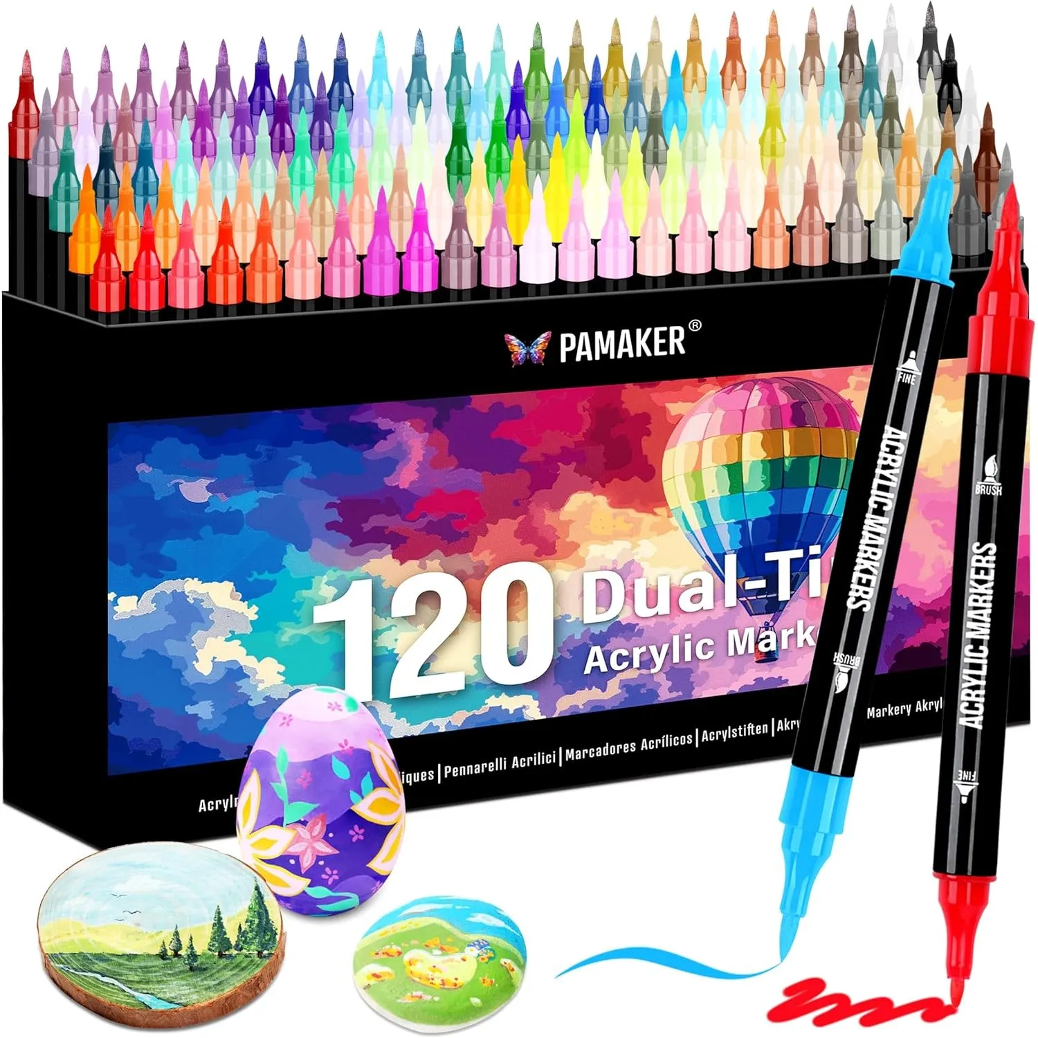 Acrylstifte Acryl Marker Set, 120 Farben Dual Tip mit dünner & dicker Spitz