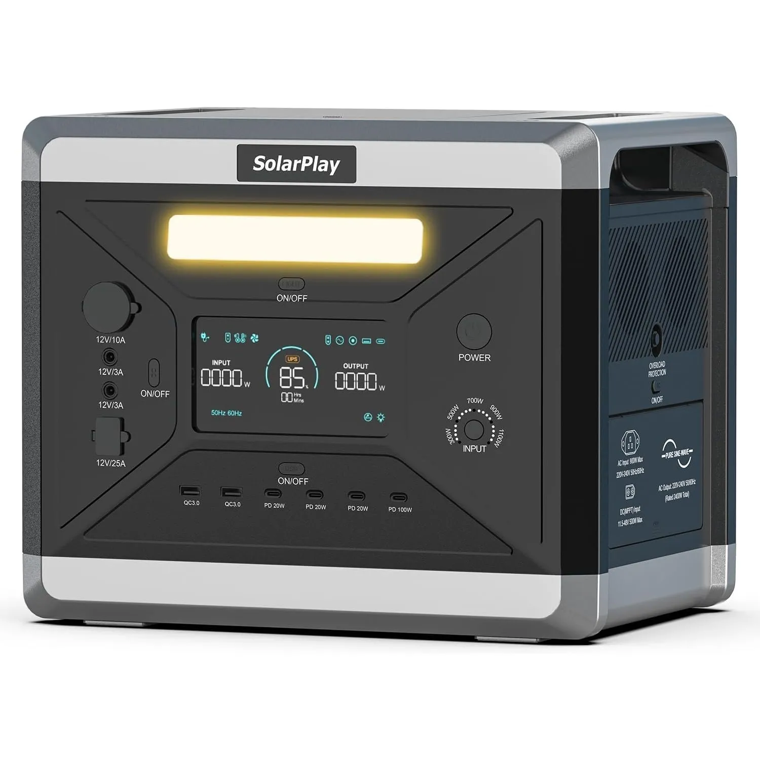 SolarPlay Tragbare Powerstation, Solargenerator 2400W/2160Wh LiFePO4 Akku(4800 Peak), 230V,4000+Ladezyklen,UPS,BMS,Nots…