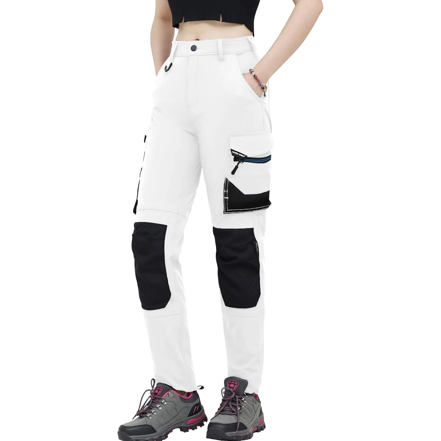 WORK IDEA Damen Slim-Fit Stretch Arbeitshose: Kritische Stoffbereiche aus Cordura – strapazierfähige Eleganz für vielfä…