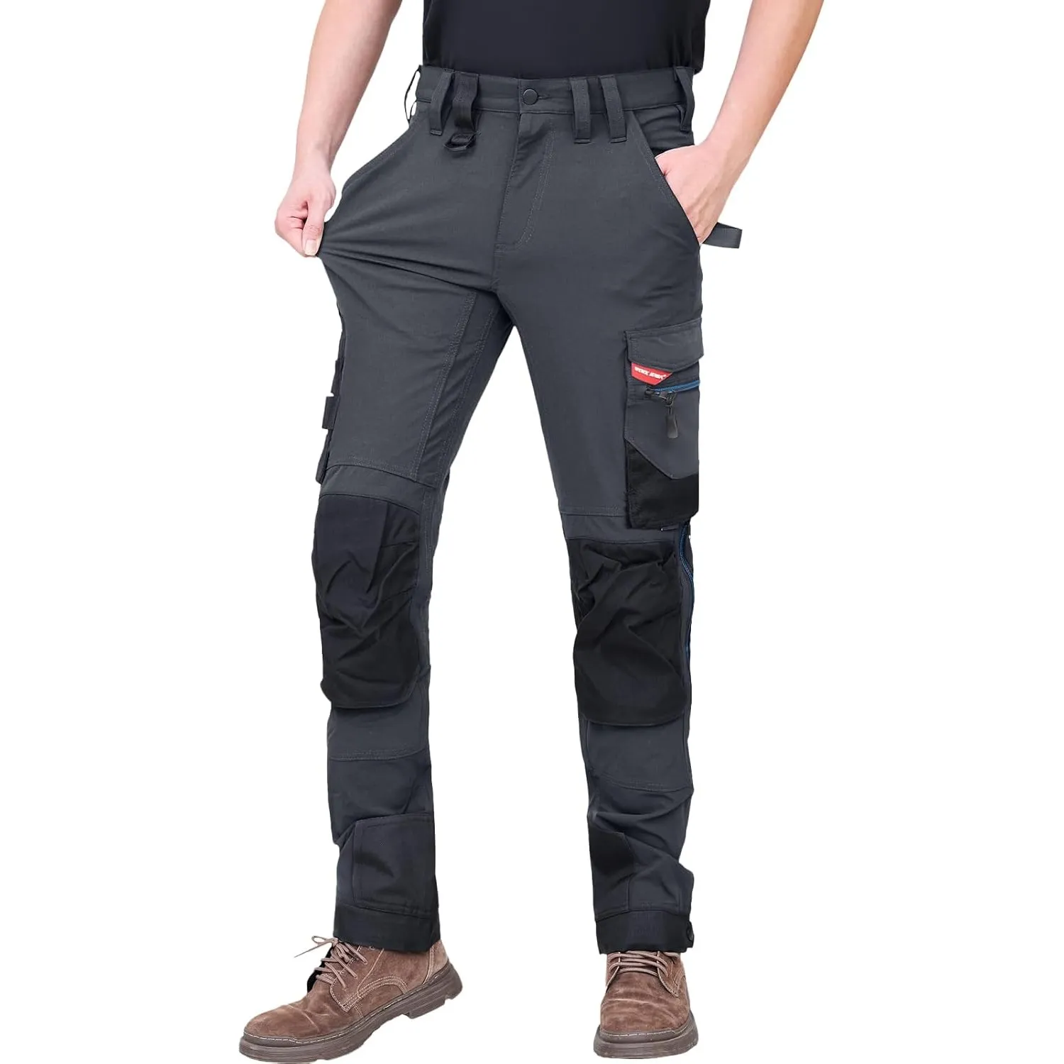 WORK IDEA Herren Slim-Fit Stretch Arbeitshose: Kritische Stoffbereiche aus Cordura – strapazierfähige Eleganz für vielf…