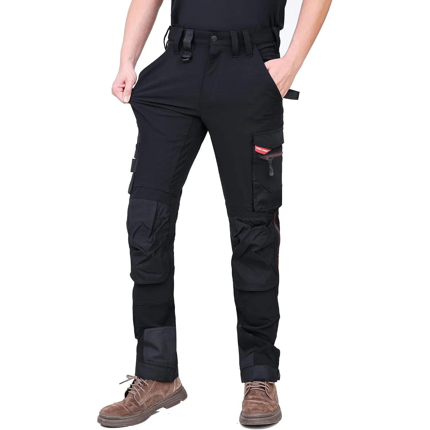 WORK IDEA Herren Slim-Fit Stretch Arbeitshose: Kritische Stoffbereiche aus Cordura – strapazierfähige Eleganz für vielf…