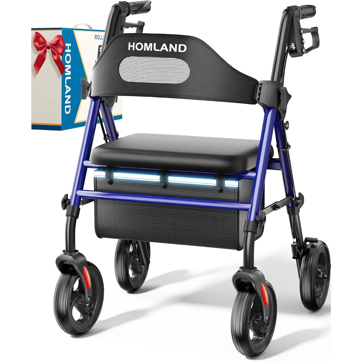 HOMLAND Rollator faltbar und leicht mit Sitz, Rollatoren 159 kg belastbar