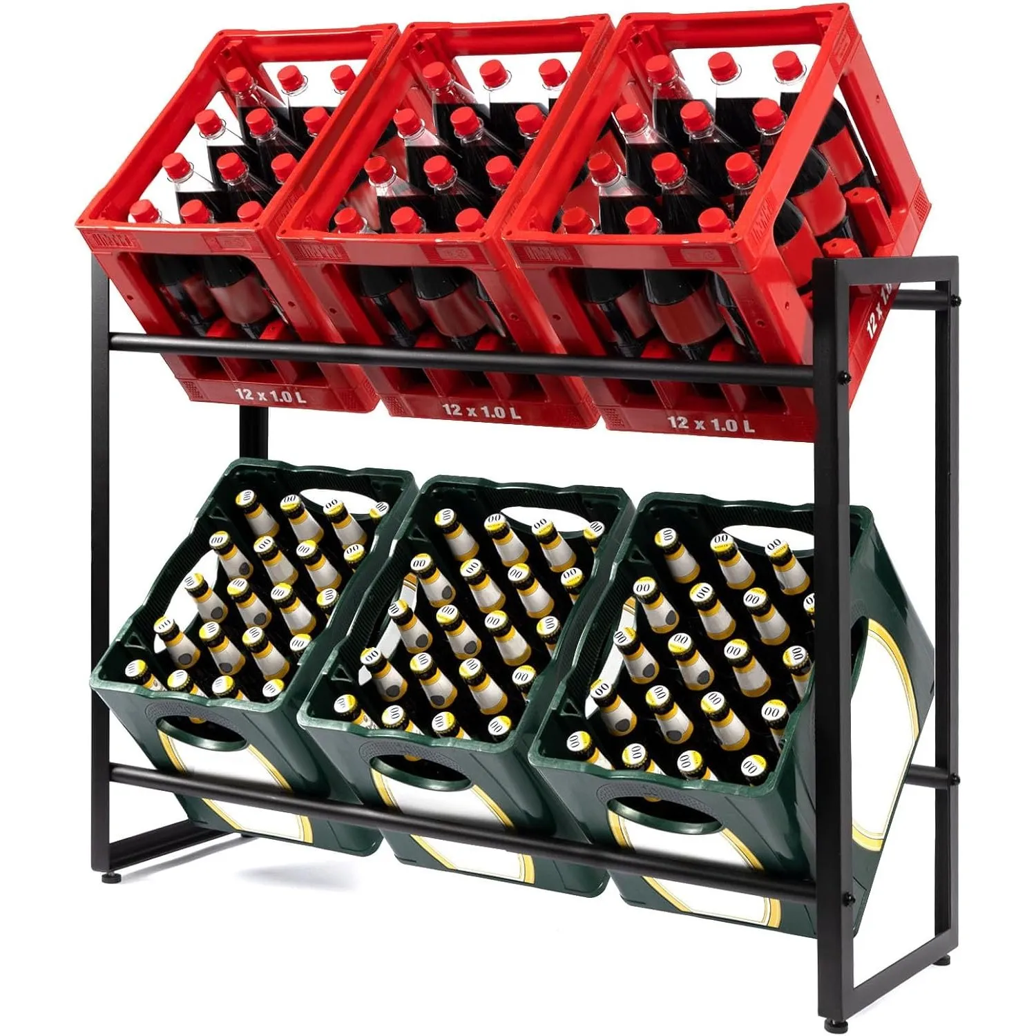Floordirekt Getränkekistenregal für 4-6 Kisten aus Stahl, stabiles und Robustes Weinregal, Wasserkistenregal, Bierkiste…