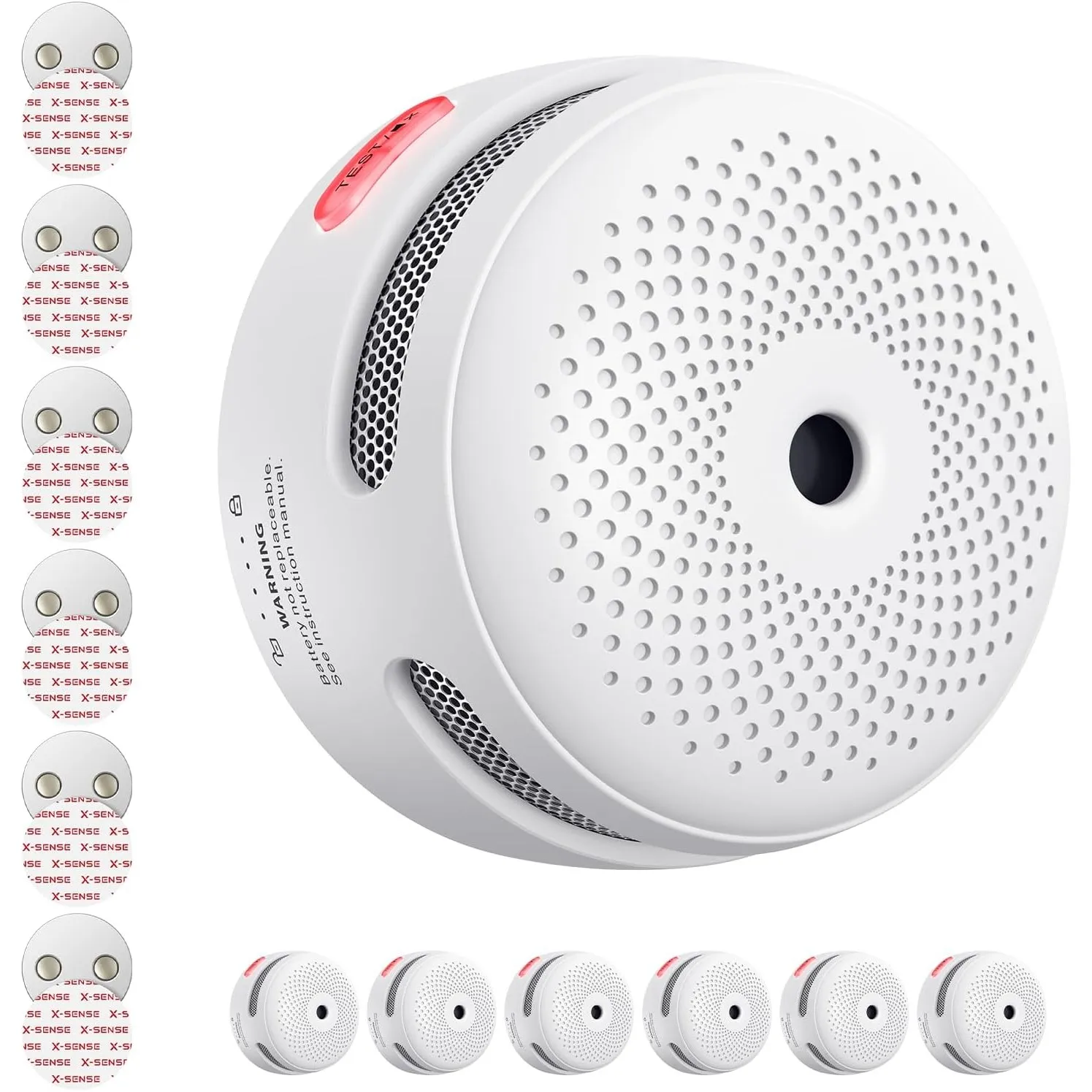 X-Sense Mini Rauchmelder mit 10 Jahre Batterie und Magnethalterung, photoelektrischer Feuermelder mit Test-/Stummschalt…