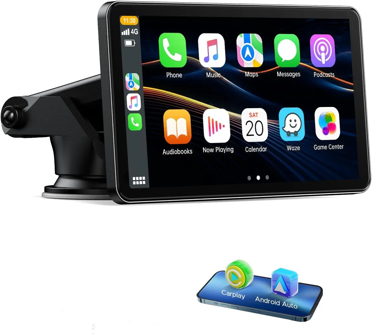 Volam Wireless Carplay Android Auto Display mit 7 Zoll Touchscreen,carplay Display mit Mirror Link,Live-Navigation, Pla…