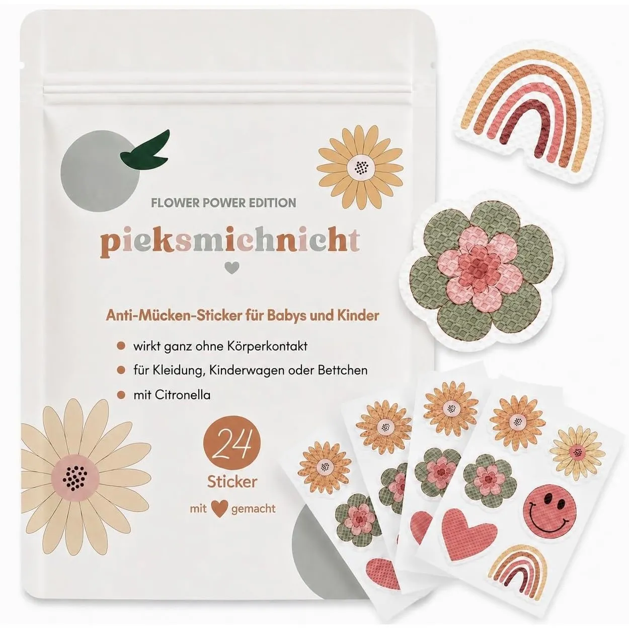 Anti-Mücken-Aufkleber für Babys und Kinder | mit Citronella-Öl | 24 Stück | Mückenschutz Insektenschutz Mückensticker P…