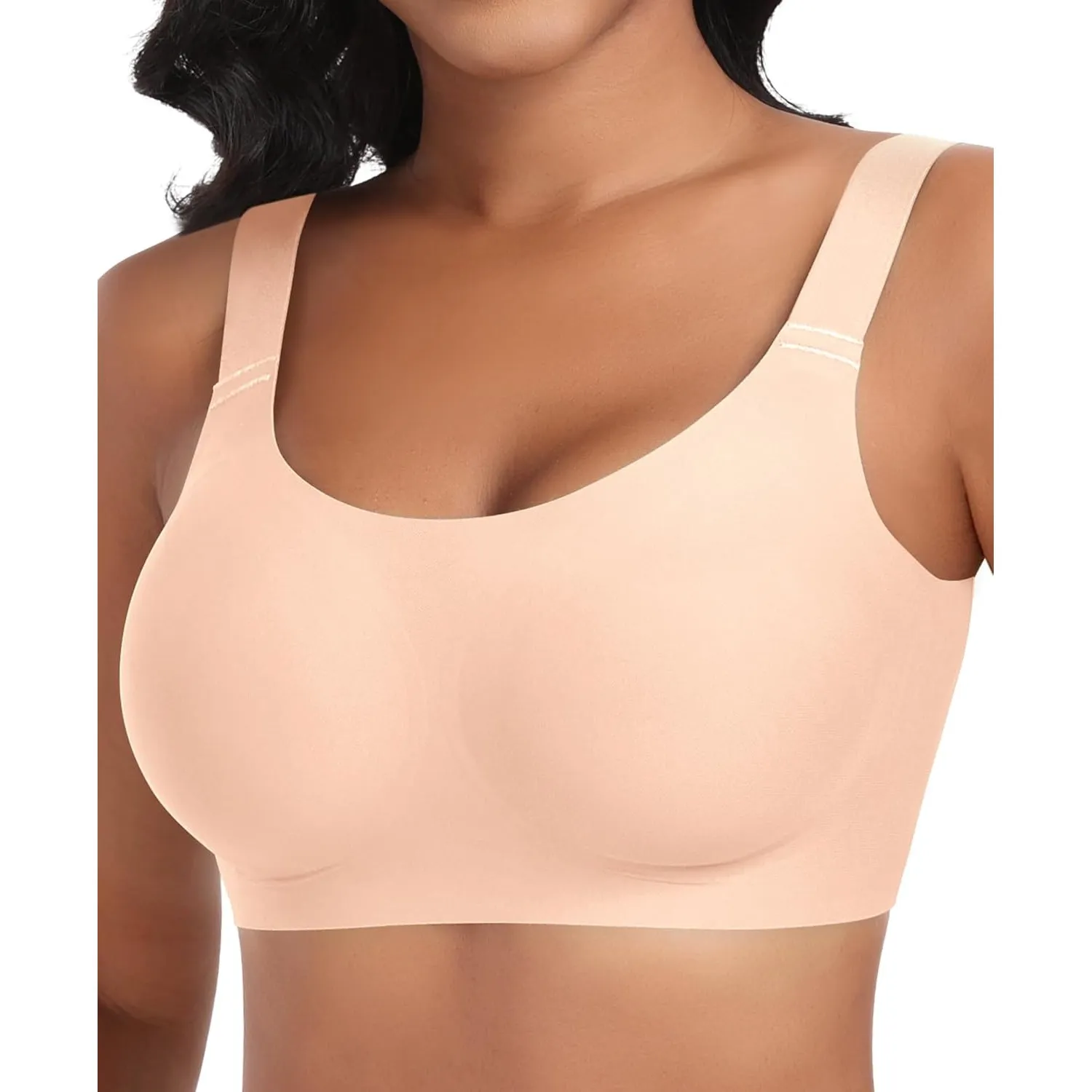 Nahtloser BH Damen Ohne Bügel Glatt Komfort Vollschalen Gepolstert Bustier Weicher BH Bequemer T-Shirt Soft BH Bra Bral…