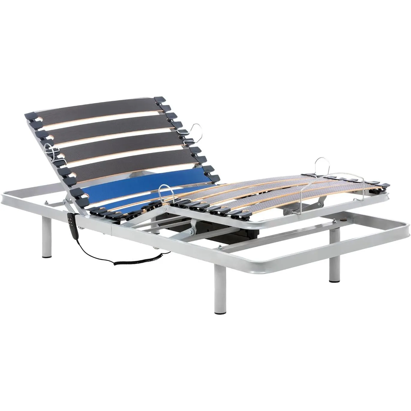 Geriafy - Elektrisch Verstellbarer Lattenrost Home Silver | 90x190 cm | Verstärkt und kompakt | Kabelgebundene Fernbedi…