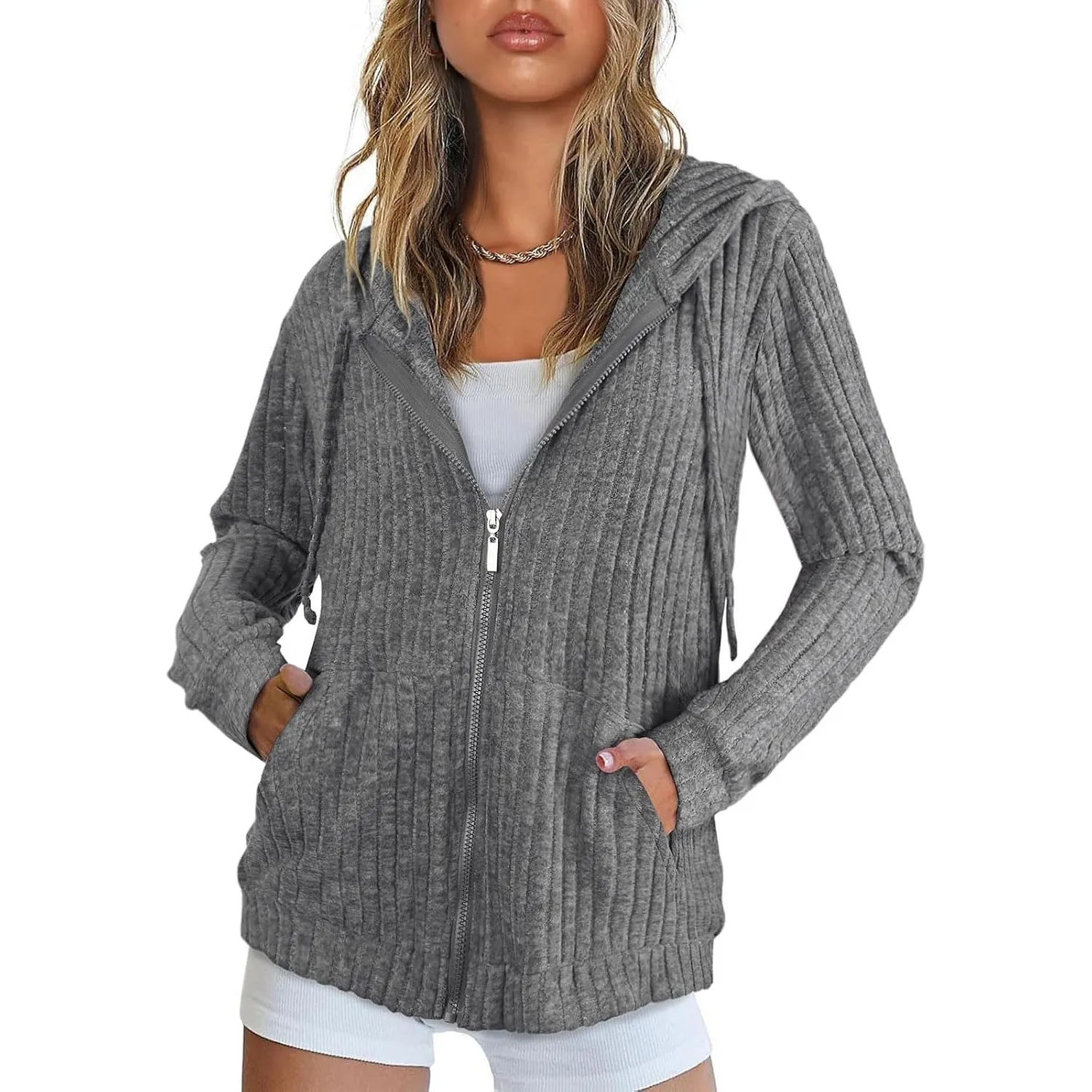 Flikity Hoodie Damen Reißverschluss Sweatjacke mit Kapuze Sweatshirt Jacke