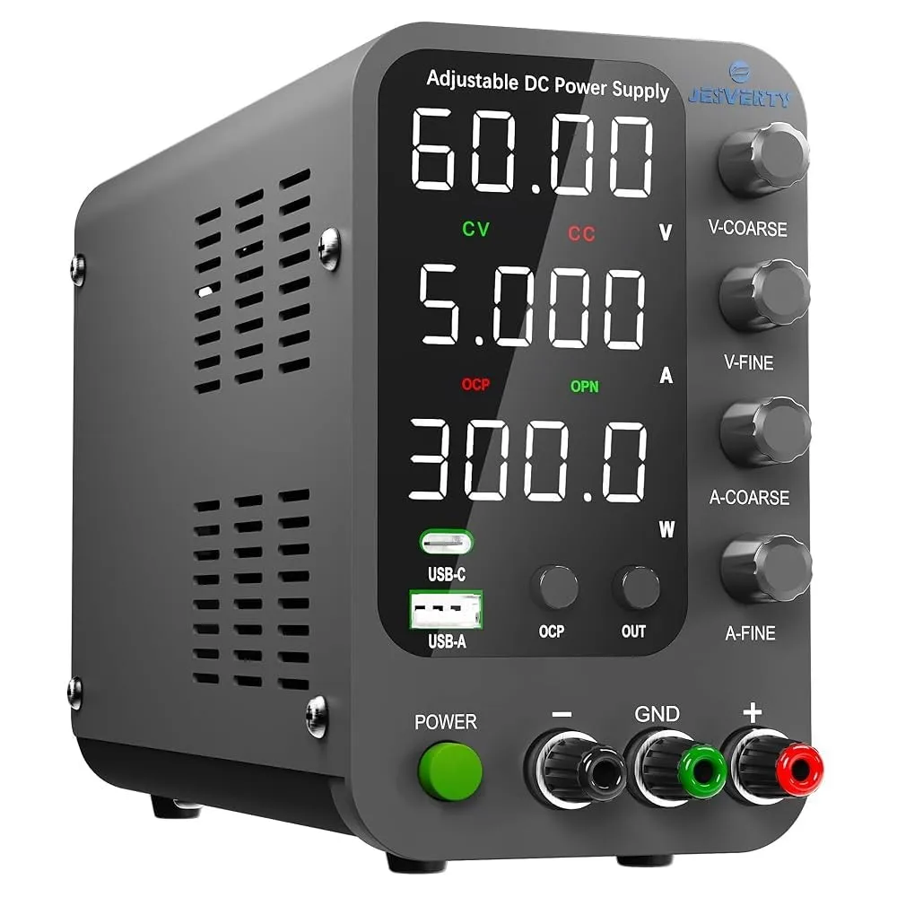 Labornetzteil, Jesverty Labornetzteil DC Regelbar Netzgerät(60V, 5A) mit 20W USB & Type-C Schnell-Ladung, Encoder Coras…