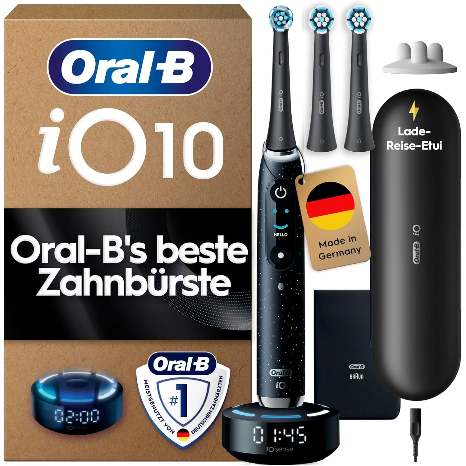 Oral-B iO Series 10 Elektrische Zahnbürste, Schwarz