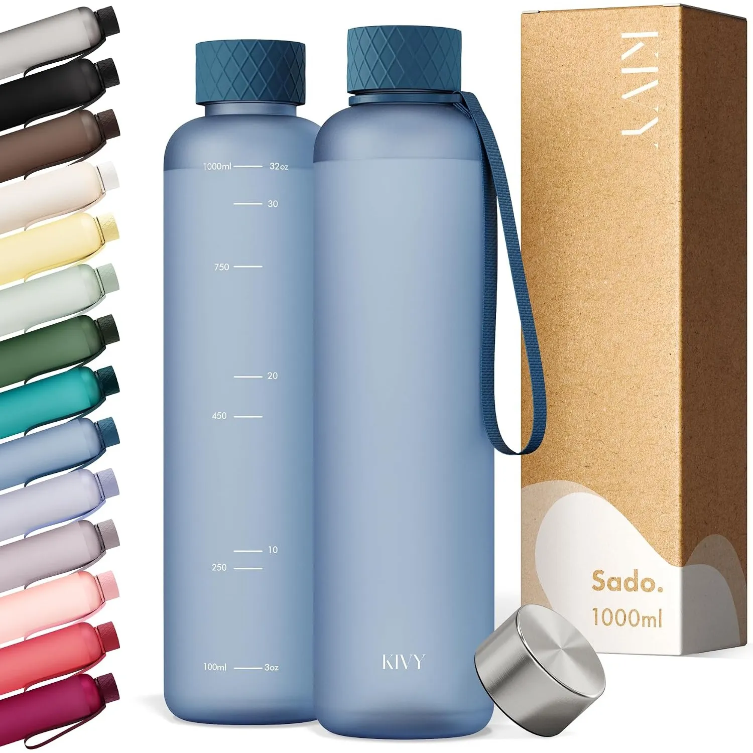 KIVY Trinkflasche 1l aus Tritan - Kohlensäure geeignet & Auslaufsicher
