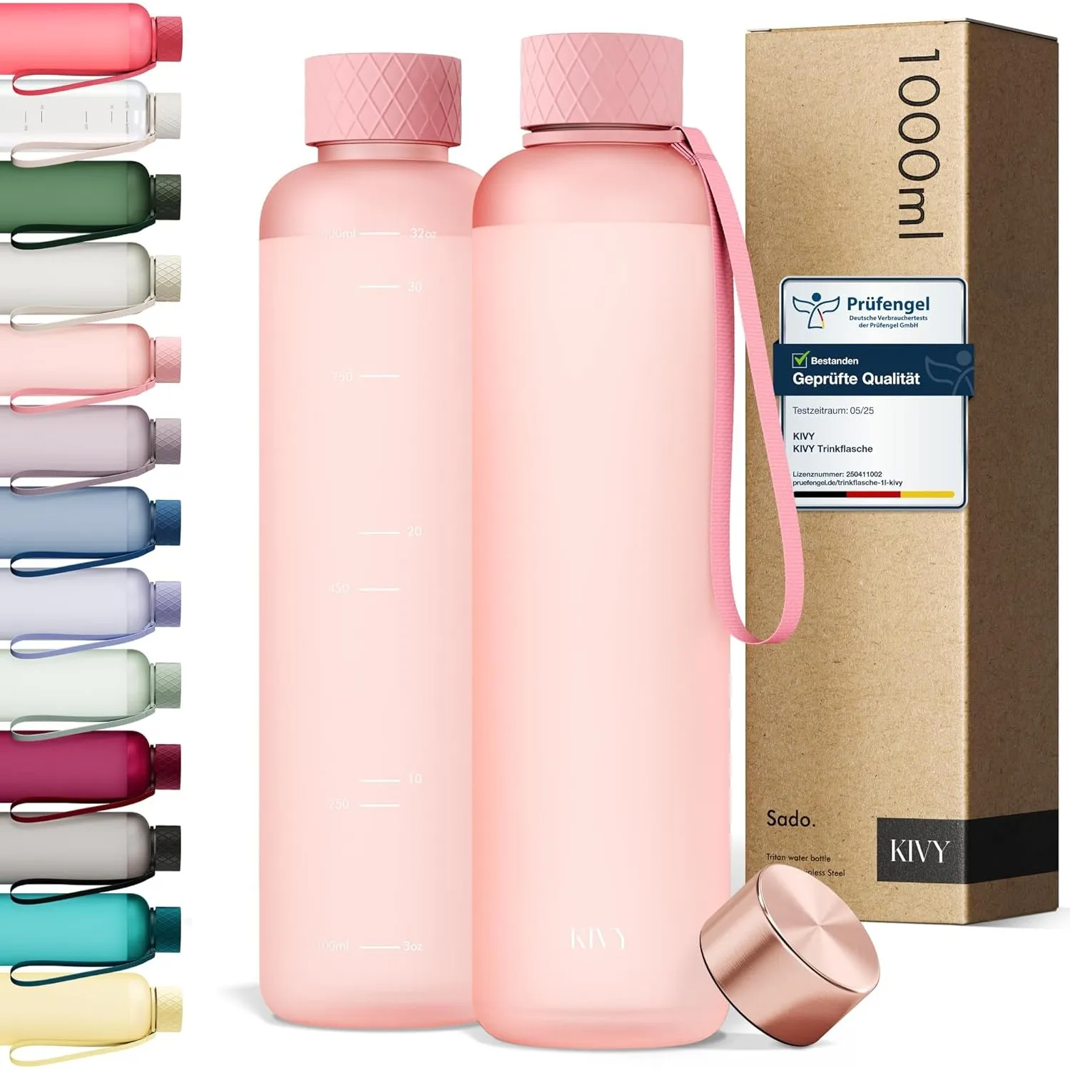 KIVY Trinkflasche 1l aus Tritan - Kohlensäure geeignet & Auslaufsicher | Für Sport, Schule & Büro - Sport Trinkflasche …