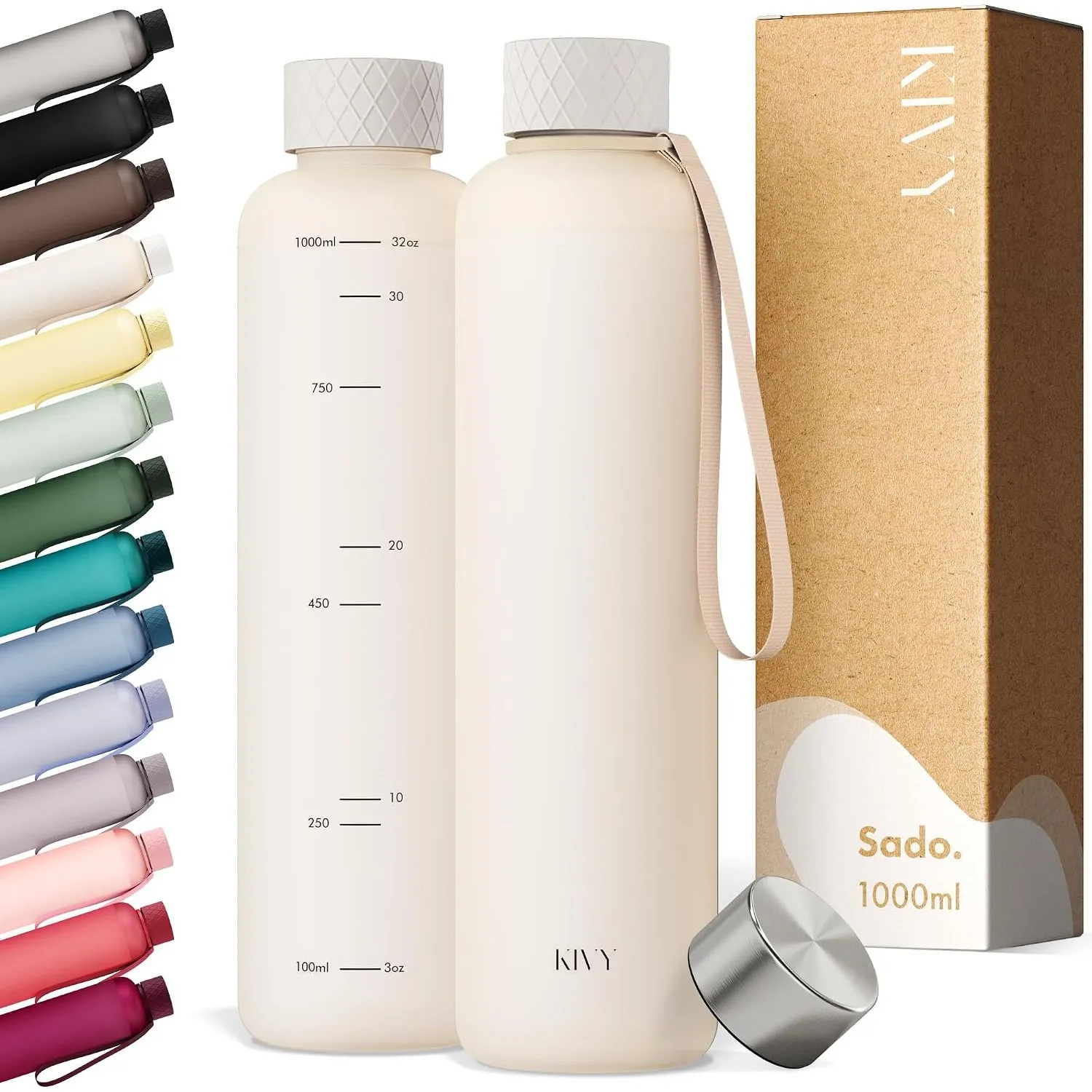 KIVY Trinkflasche 1l aus Tritan - Kohlensäure geeignet & Auslaufsicher