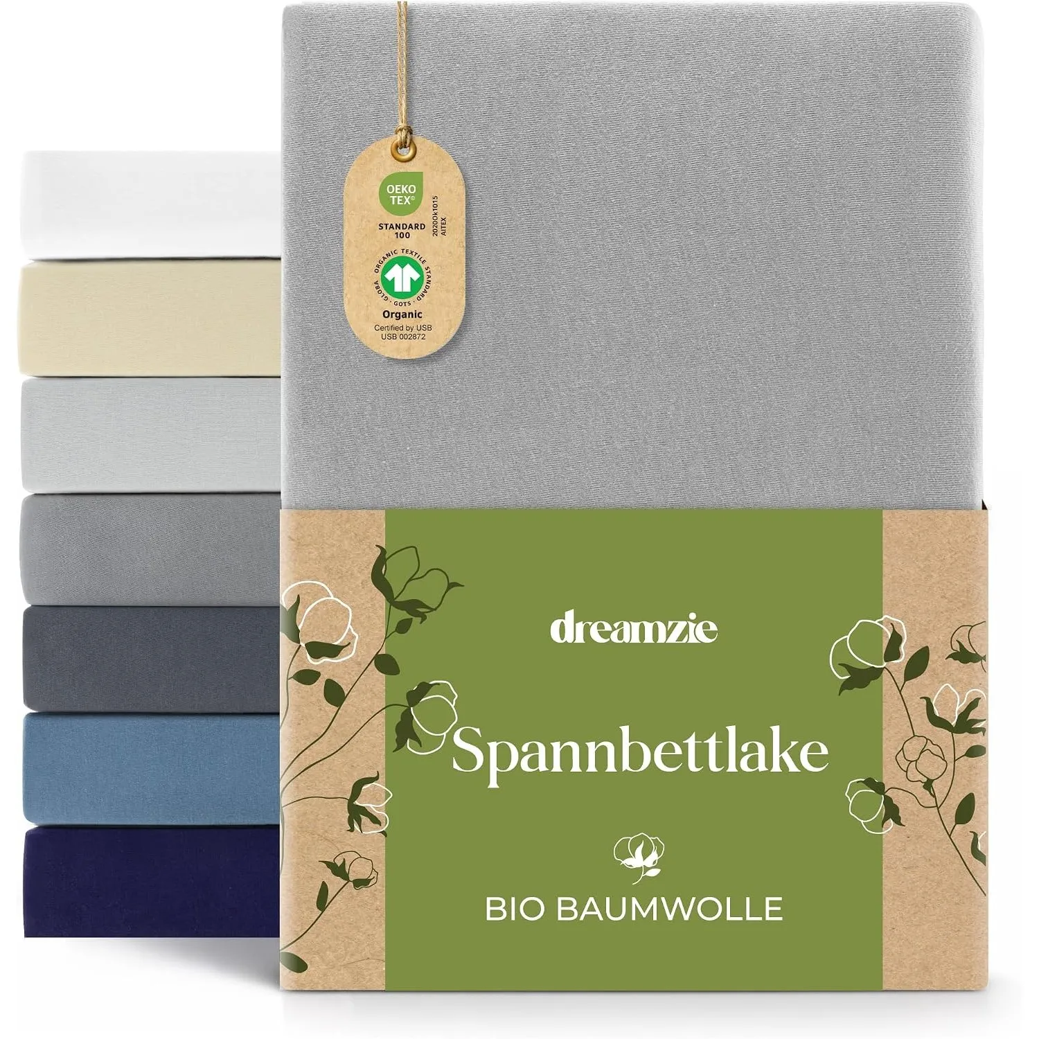 Dreamzie - Spannbettlaken 70x200 cm - 100% Jersey Biobaumwolle