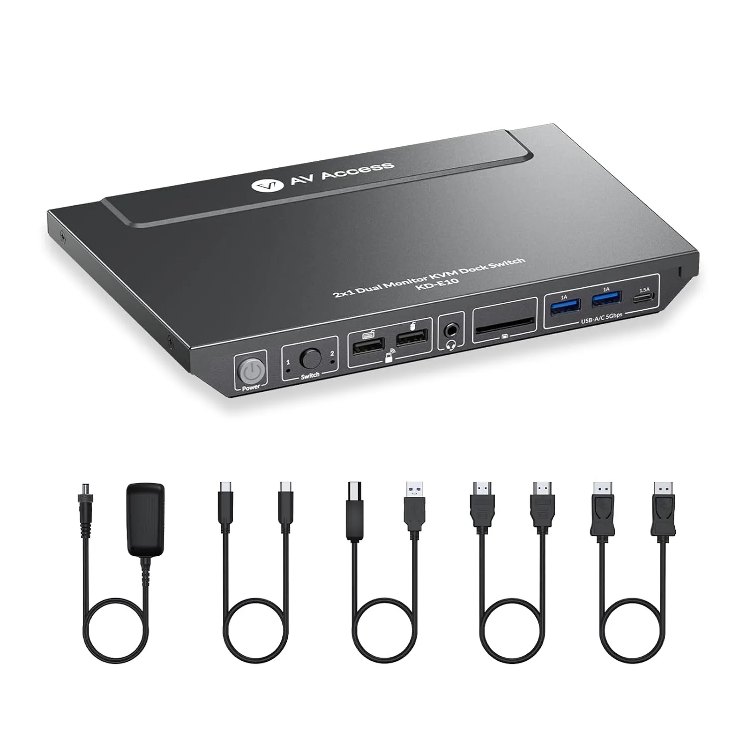 AV Access Dockingstation mit KVM Switch für Laptop & Desktop, 100W Aufladung, 4K@60Hz Dual Monitor HDMI, 3xUSB 3.0, USB…