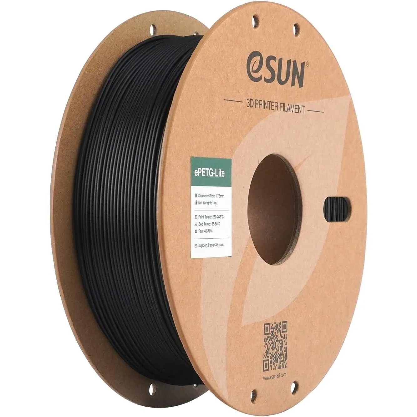 eSUN Hohe Zähigkeit PETG Basic 1.75mm Filament, Schwarz, 1KG | Hohe Zähigkeit PETG Filament, 1KG Spule (2.2 LBS) 3D-Dru…