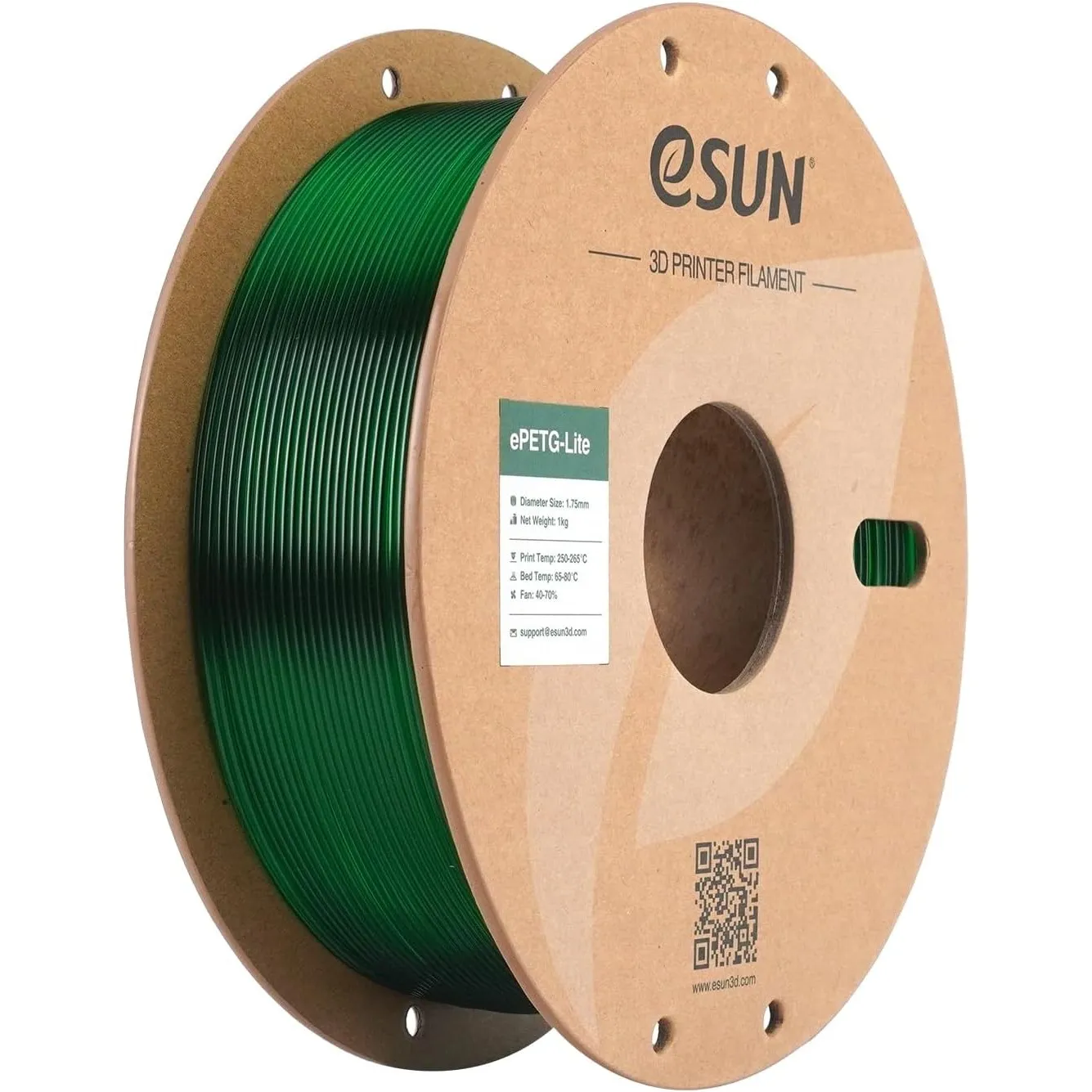 eSUN Hohe Zähigkeit PETG Basic 1.75mm Filament, Transparent Grün, 1KG | Hohe Zähigkeit PETG Filament, 1KG Spule (2.2 LB…