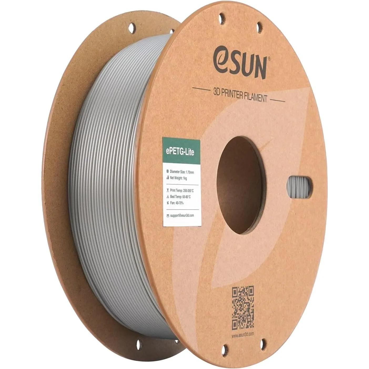 eSUN Hohe Zähigkeit PETG Basic 1.75mm Filament, Silber, 1KG | Hohe Zähigkeit PETG Filament, 1KG Spule (2.2 LBS) 3D-Druc…