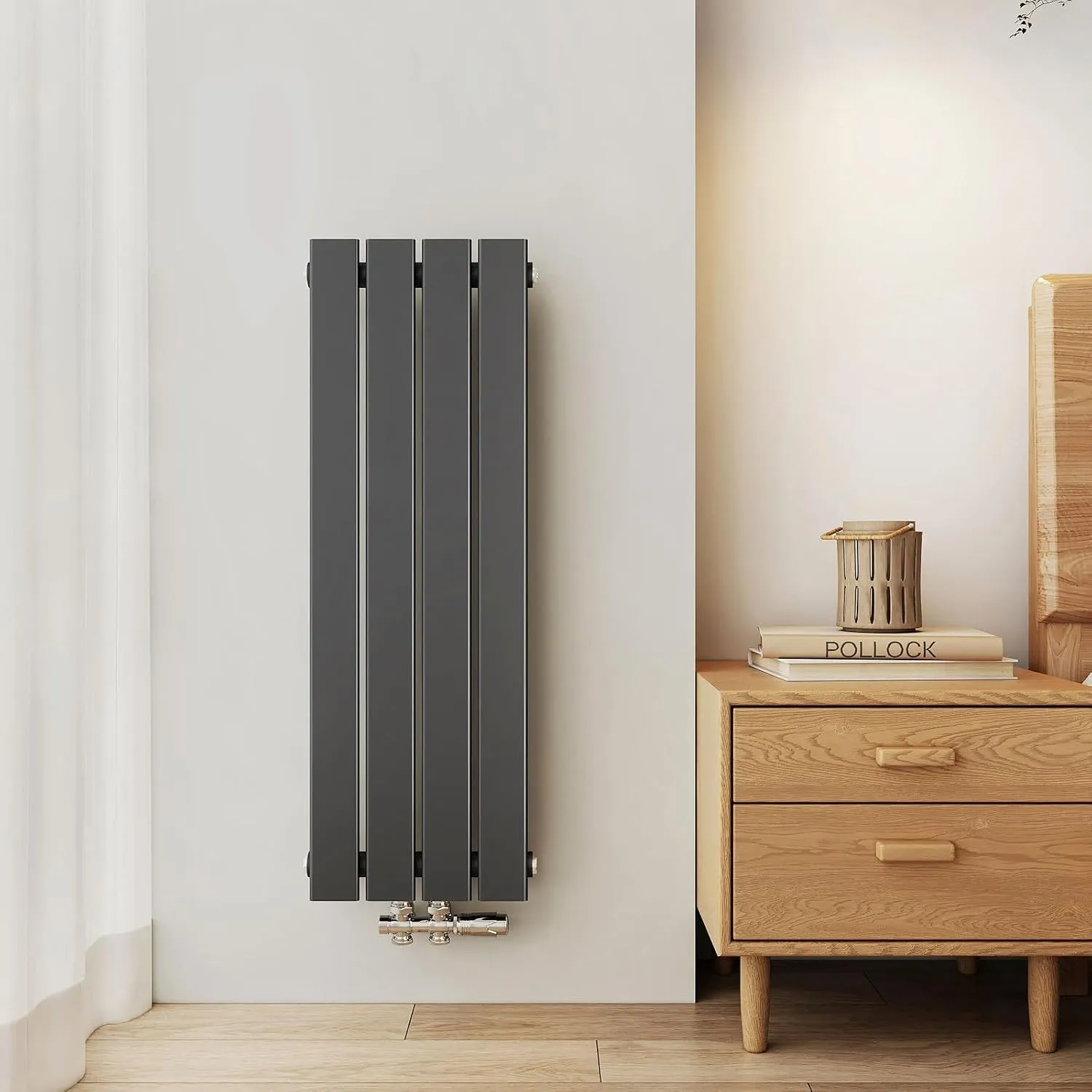 EMKE Design Heizkörper Klein, 900x304 mm Vertikal Flachheizkörper mit Mittelanschluss, Einlagig Anthrazit Paneelheizkör…