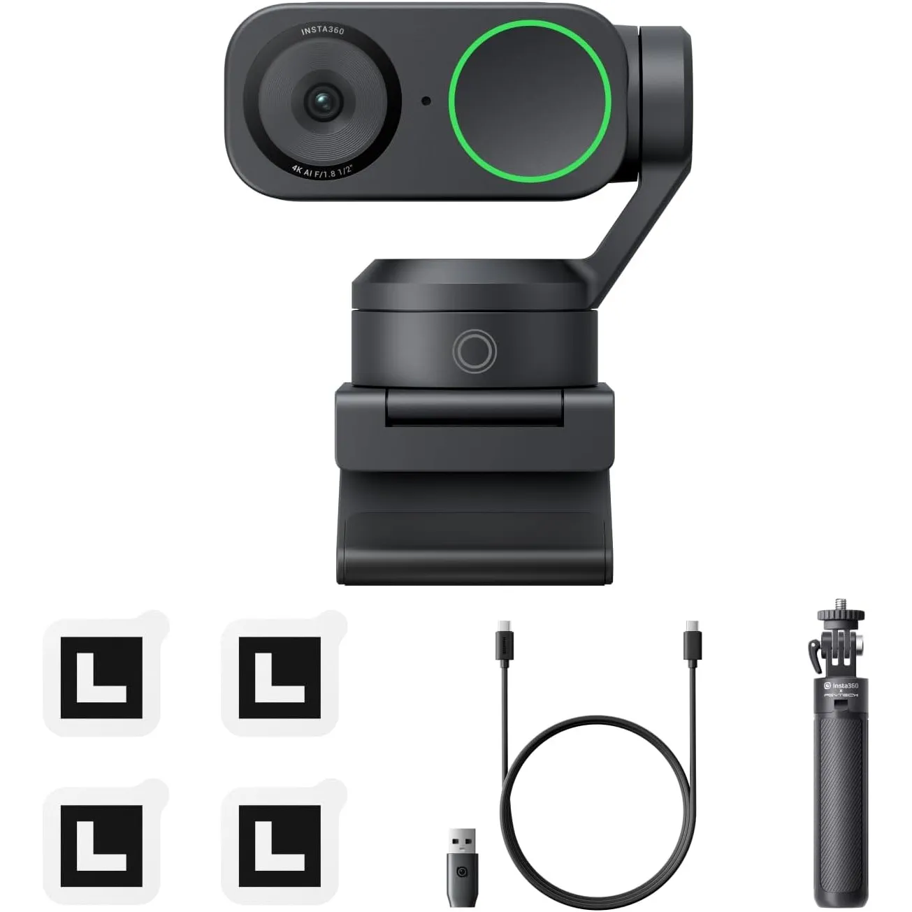 Insta360 Link 2 Stativ-Bundle - 4K Webcam für PC/Mac, 1/2"-Sensor