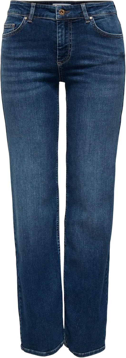 ONLY Female Straight-Fit Jeans ONLBLUSH Mittlere Taille Gerade geschnitten Jeans