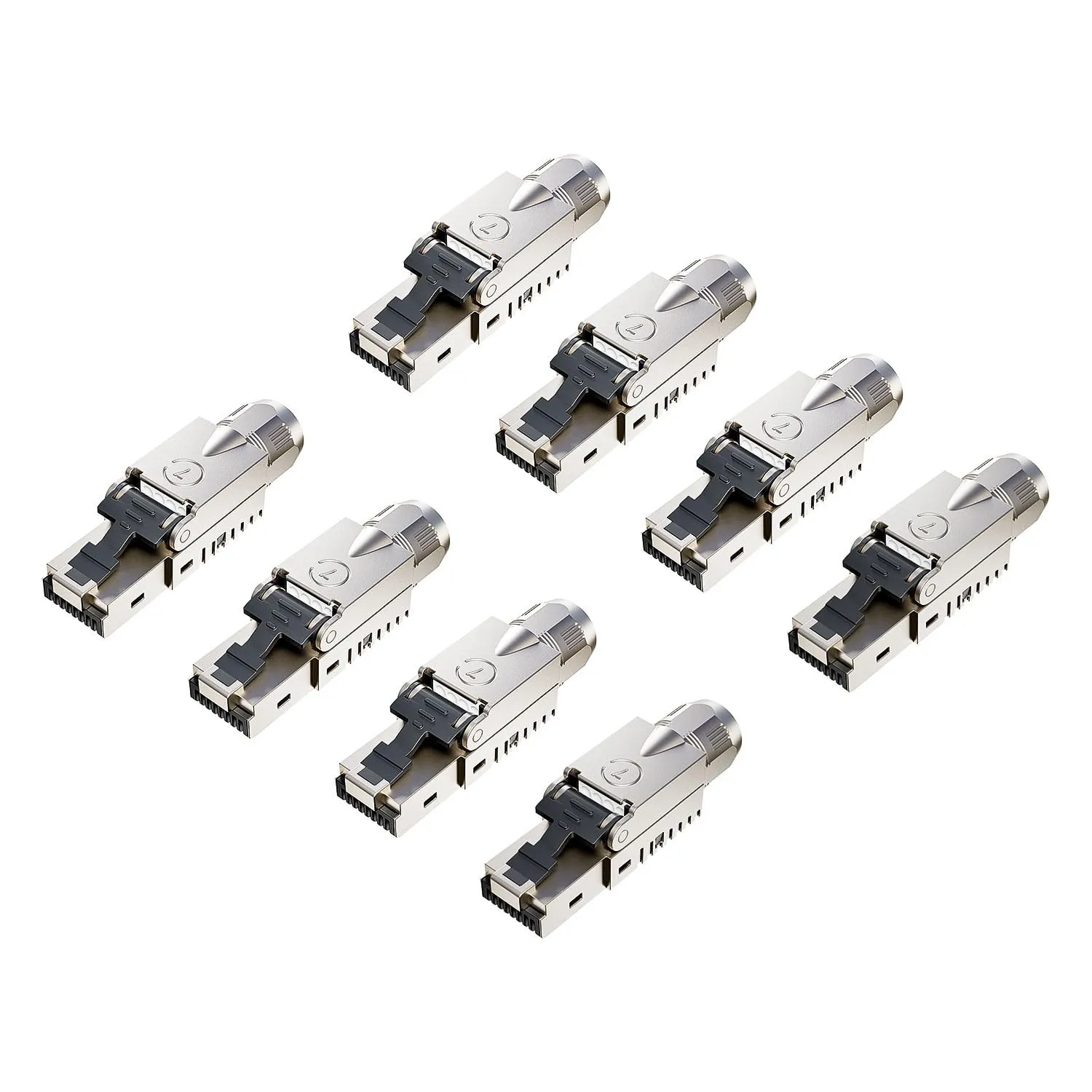 FGB RJ45 CAT7 Netzwerkstecker, 10 Gbit/s 600 MHz, 8 Stück | LSA RJ45 Stecker, Geschirmt, Werkzeuglos, für Verlegekabel …