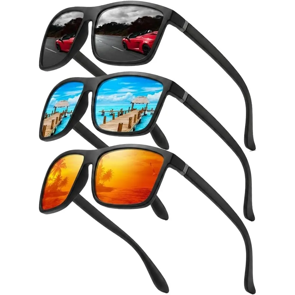Perfectmiaoxuan 3er-Pack Polarisierte Sonnenbrille Herren Damen, Leichte TR90 Sonnenbrille mit UV400 Schutz, TAC Gläser…