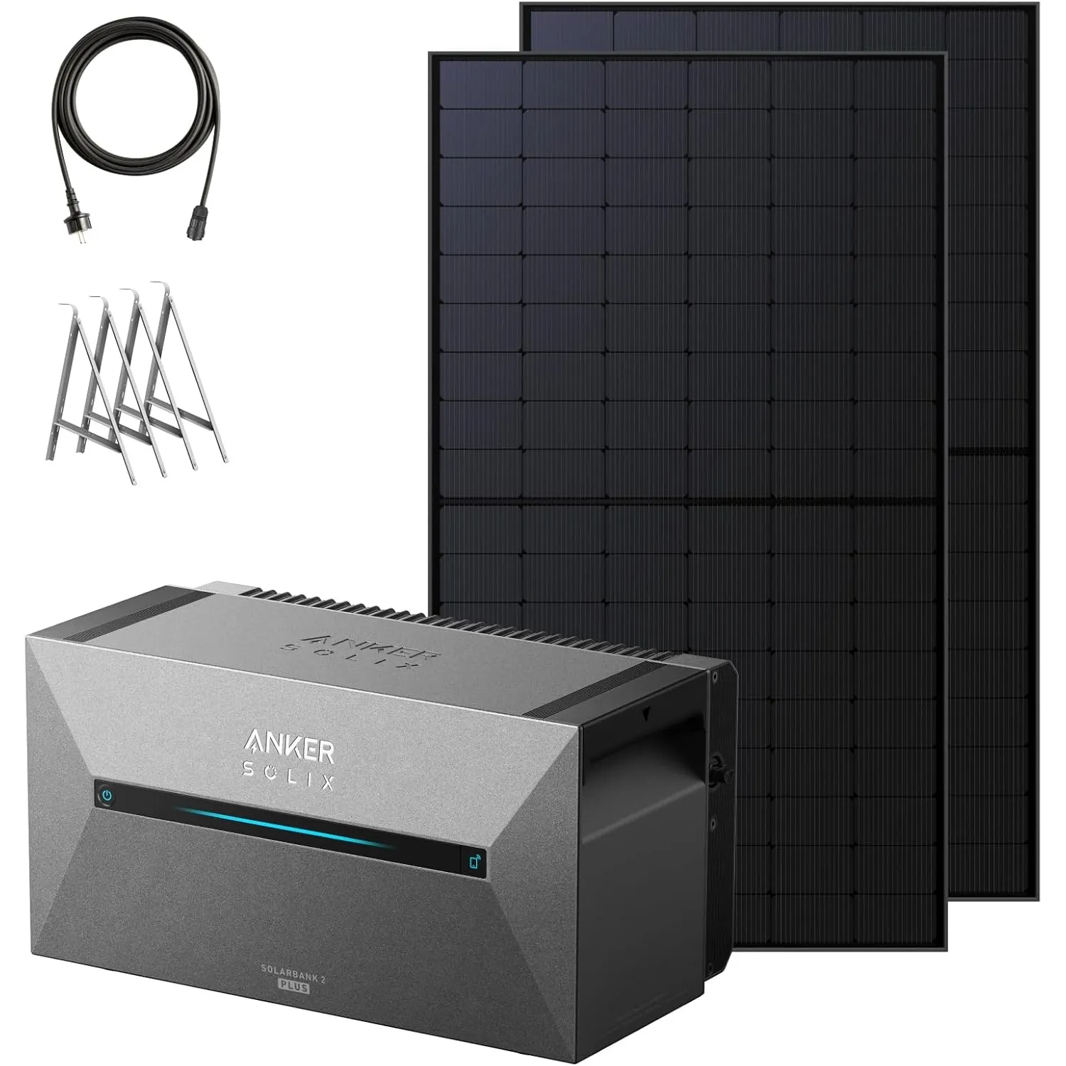 Anker SOLIX 2 Plus Solarbank + 2× 500W Topcon Solarpanel