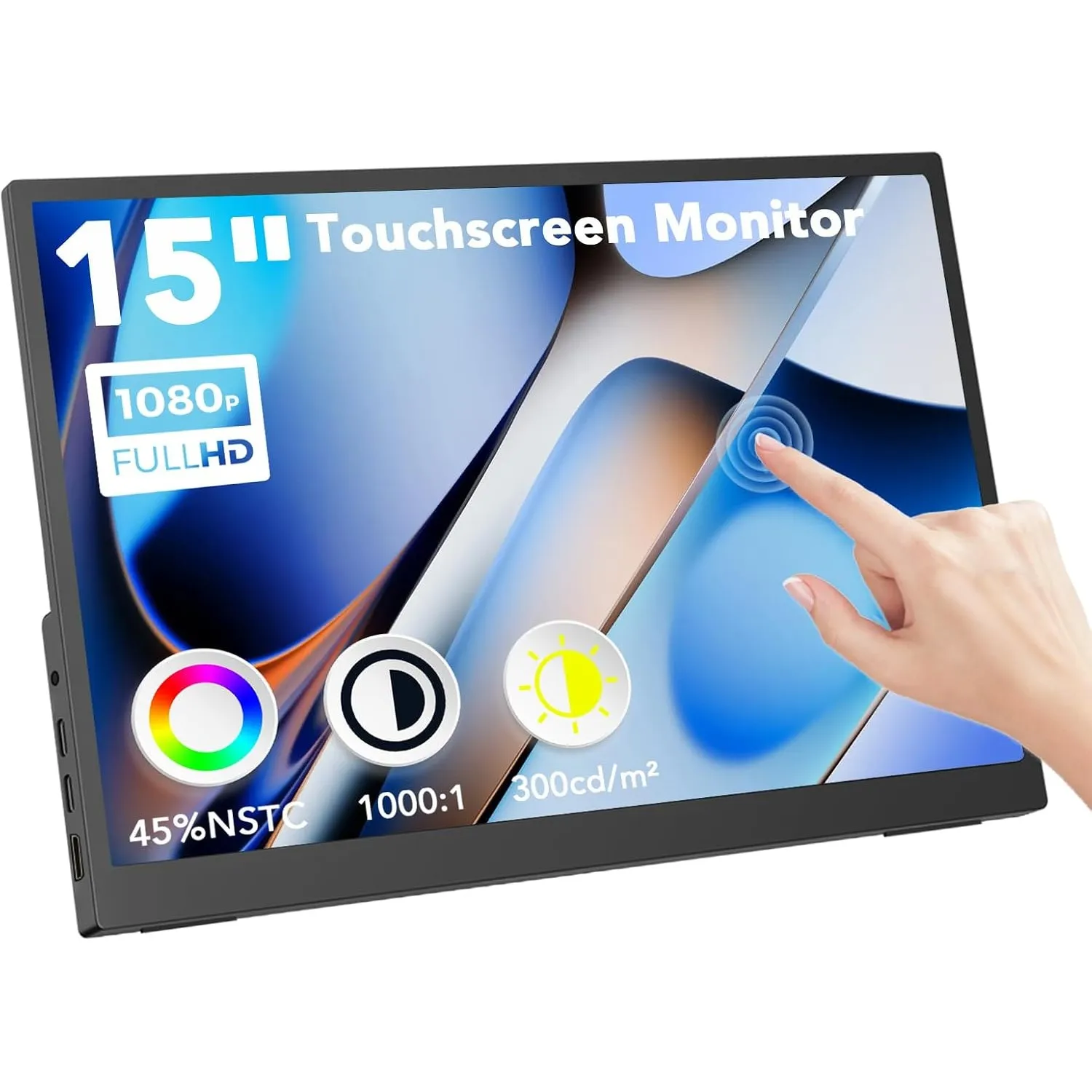15T 15,6 Zoll FHD1080P Touchscreen Monitor,IPS-Sreen Tragbarer-Display with 2 USB-C,HDMI,10-Punkt-Touch,Dual-Lautsprech…