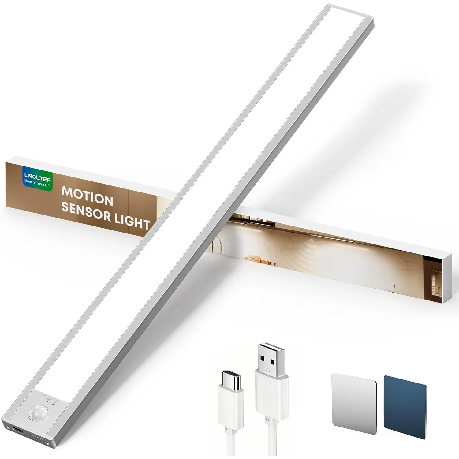 Schrankbeleuchtung Led Lampe mit Bewegungsmelder - 40cm 2200mAh Schranklicht Unterbauleuchte Küche Licht Leiste Aufladb…