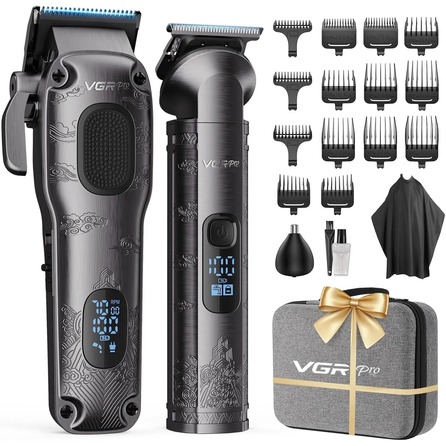 VGRPRO Haarschneidemaschine profi und Trimmer Set für Männer, mit EVA-Etui