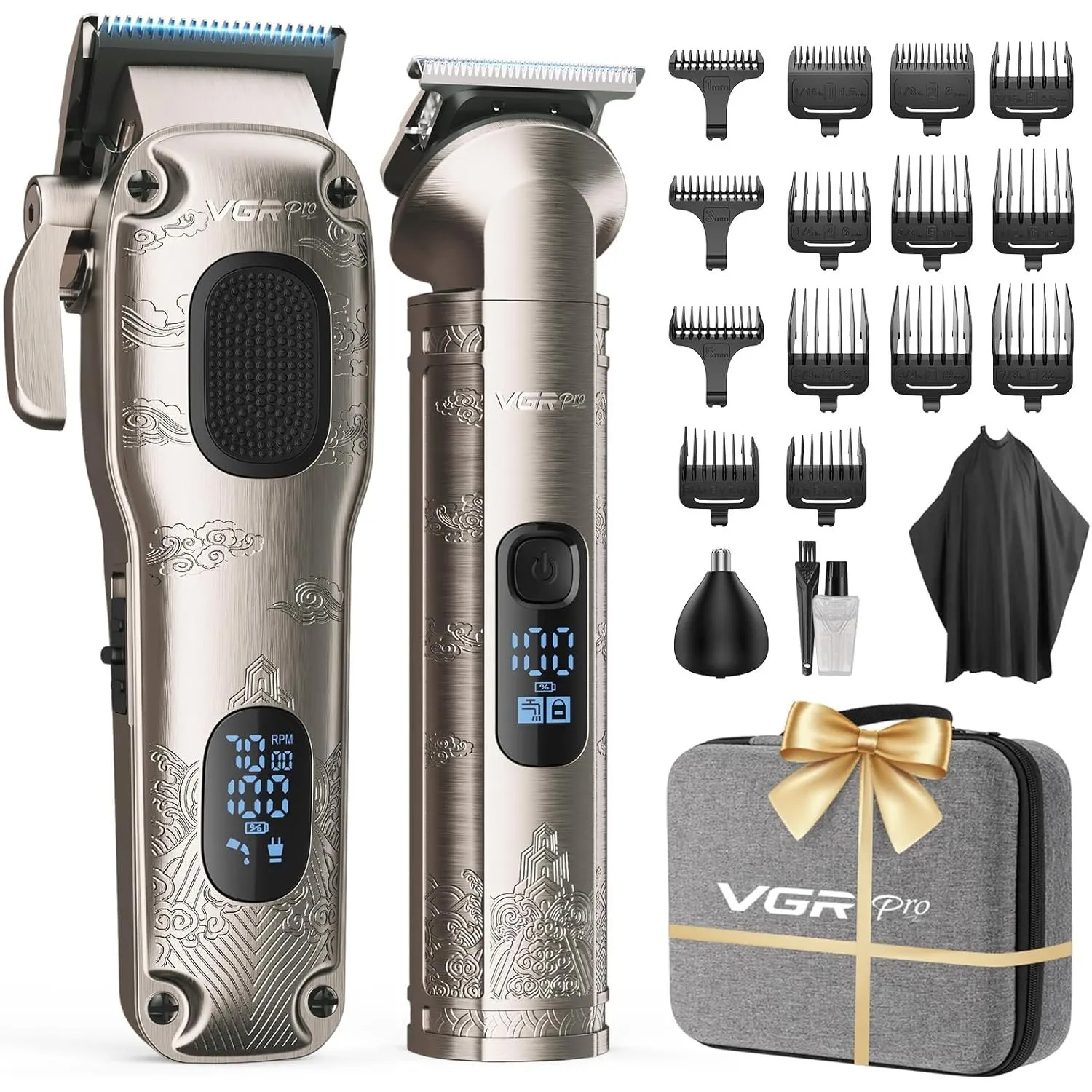 VGRPRO Haarschneidemaschine profi und Trimmer Set für Männer, mit EVA-Etui | Kabellose Elektrischer Haarschneider Herre…