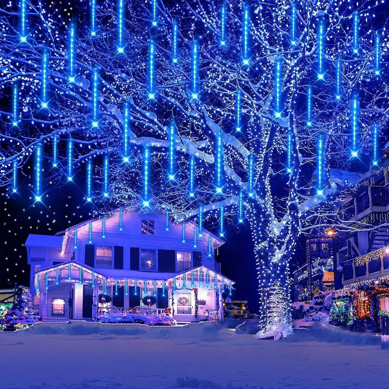 Weihnachtsdeko Aussen, 20 Röhren (Äquivalent zu 2 Sätzen von 10er-Röhren) Meteorschauer Lichterkette, Wasserdichte Lich…