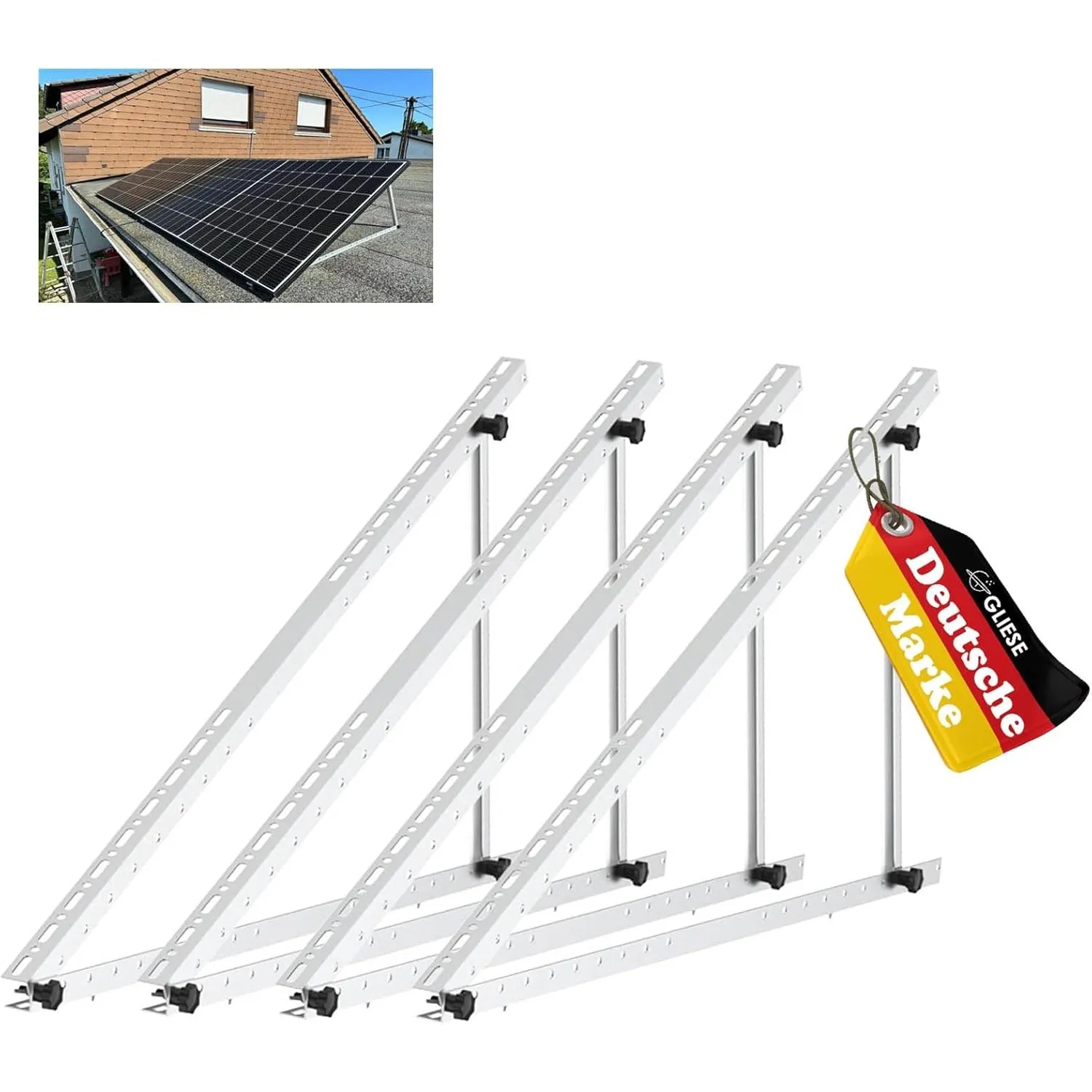 GLIESE Balkonkraftwerk Halterung 117 cm (2er Set), Aluminium Solarmodul Halterung, Verstellbarer Winkel von 0° bis 90°,…