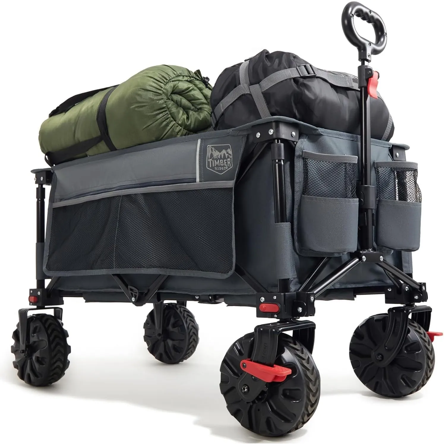 TIMBER RIDGE Bollerwagen Faltbar 200L Breite Reifen mit Bremsen Strandwagen | Klappbar mit Bremsen Seitentasche Getränk…