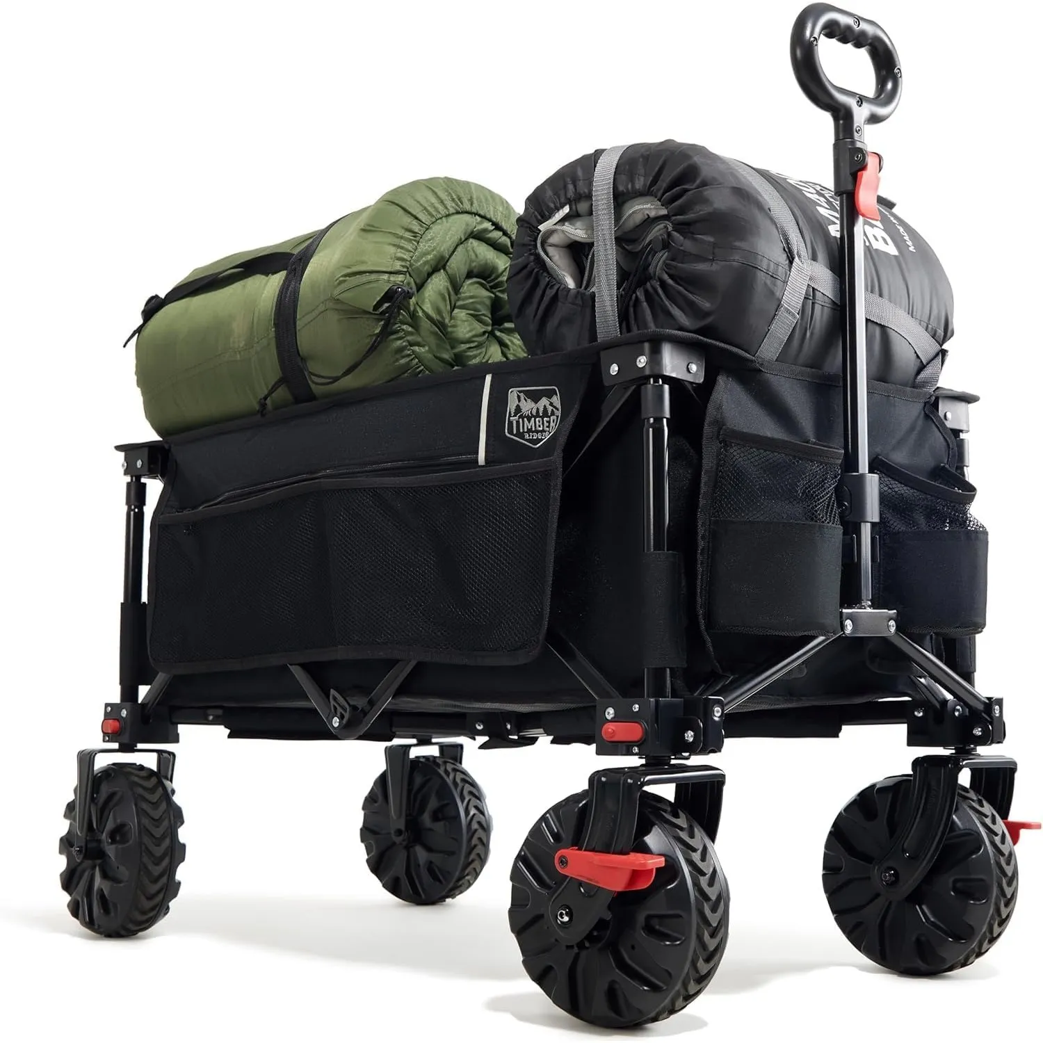 TIMBER RIDGE Bollerwagen Faltbar 200L Breite Reifen mit Bremsen Strandwagen | Klappbar mit Bremsen Seitentasche Getränk…