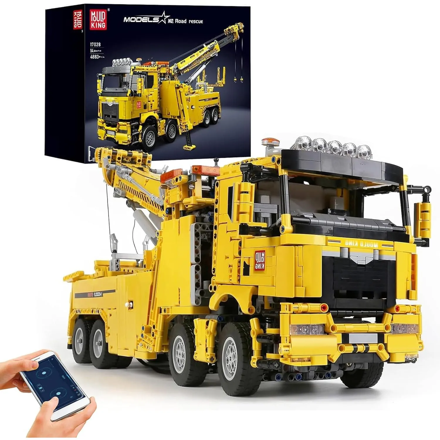 Mould King 17028 Abschleppwagen Dynamische Version BAU-LKW-Modellbausteine, 4833 PCS LKW Feuerwehrauto Pneumatik Kranwa…