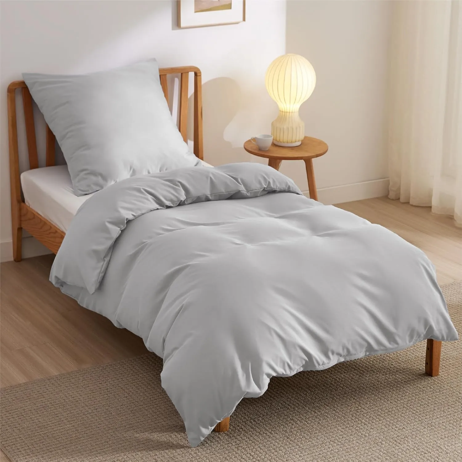 BEDSURE Bettwäsche 135x200 2teilig Silbergrau - 1 Bettbezug 135x200 cm + 1 Kissenbezug 80X80 cm, ÖKO-TEX Bettwäsche-Set…