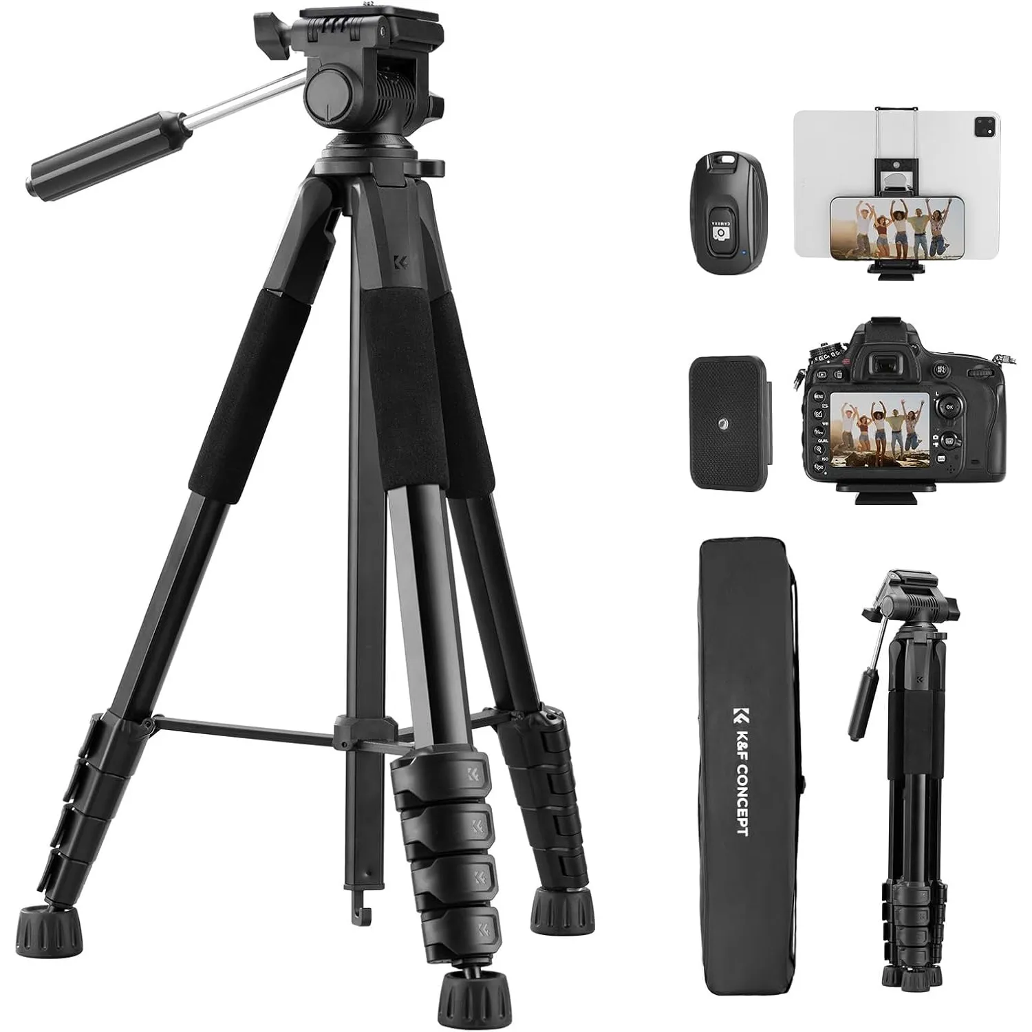 K&F CONCEPT Aluminium Kamera Stativ, 190cm leicht Stativ mit Tasche