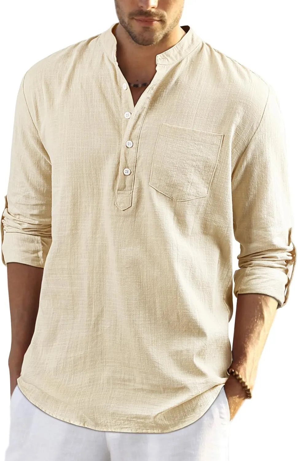 Enlision Men's Cotton Linen Shirt, Summer Shirt, Men's Shirt, Long Sleeve, Regular Fit, Casual Shirt, Shirts