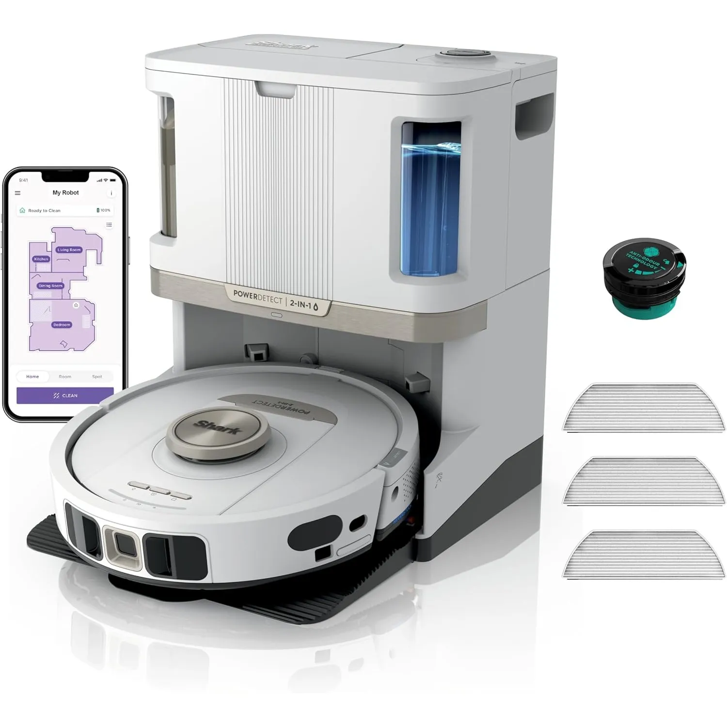 Shark PowerDetect 2-in-1-Saug- & Wischroboter, NeverTouch Pro 60 Tage, Selbst-Entleerung, Befüllung & -Reinigung, 3D- &…