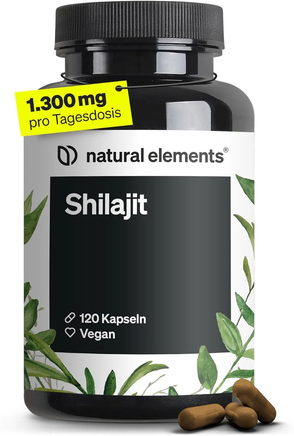 natural elements Mumijo Shilajit Capsules - High Dose 1300 mg per Daily Dose - 120 Capsules Shilajit Original from the …