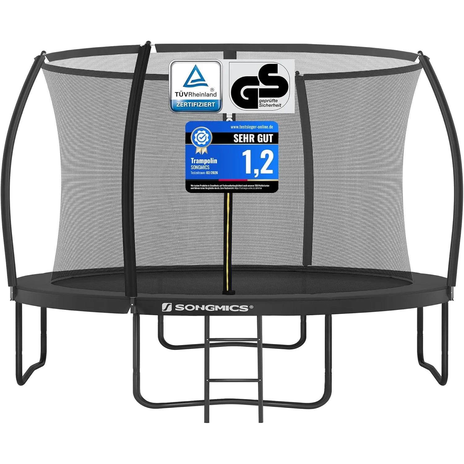 SONGMICS Trampolin Outdoor Ø 244/305/366/427 cm, rundes Gartentrampolin Kindertrampolin mit Sicherheitsnetz, Randabdeck…