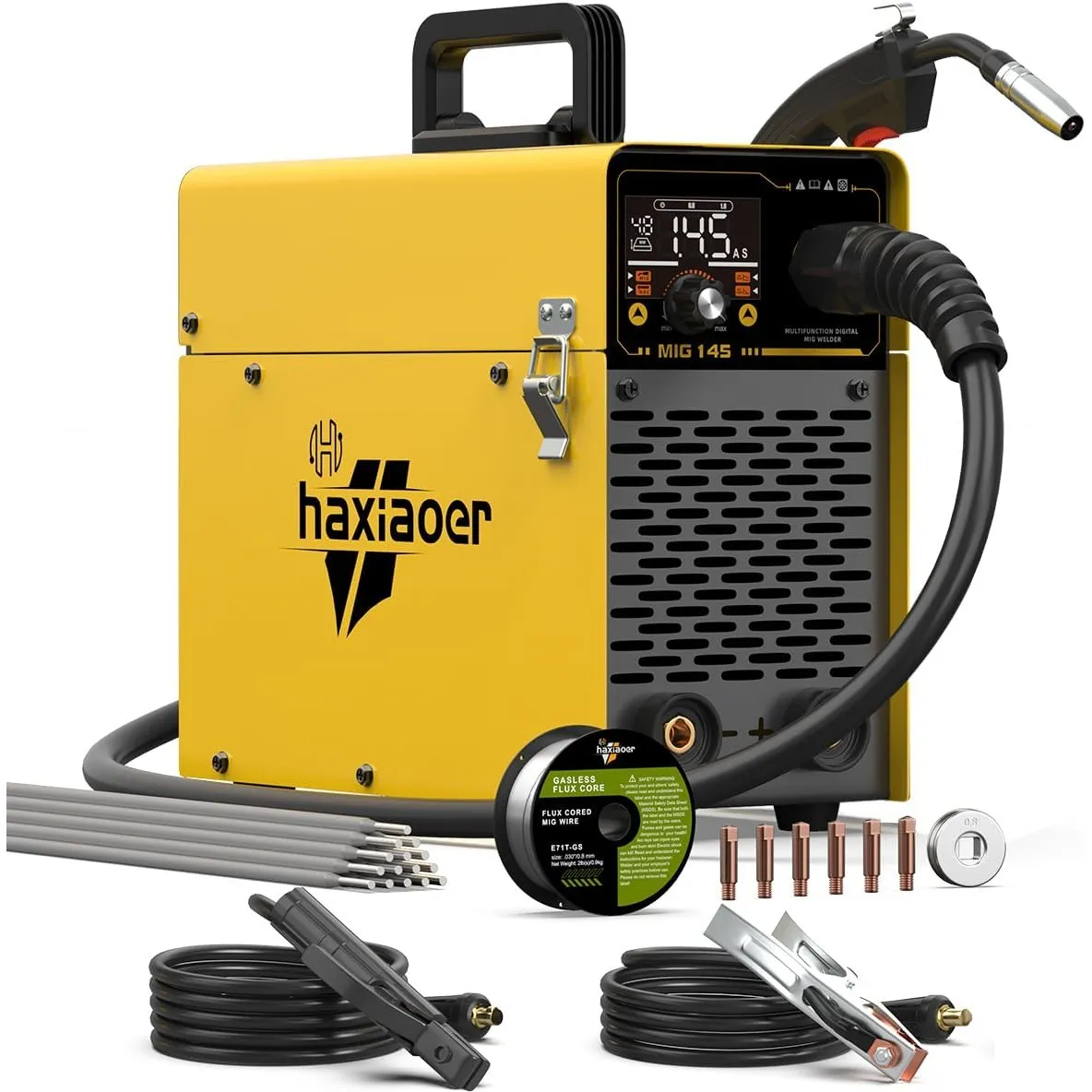 HAXIAOER 145A Fülldraht Schweißgerät Ohne Gas 3 in 1 Flux MIG/MMA/LIFT TIG