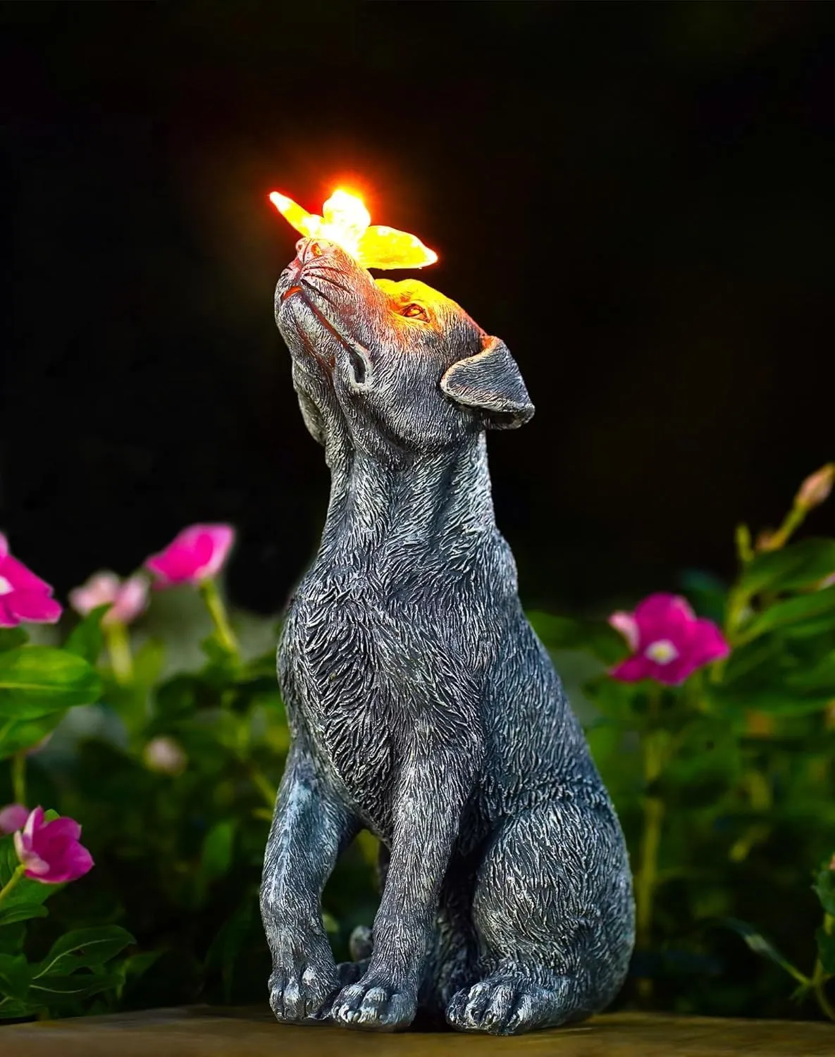 Yeomoo Hund Figuren mit Schmetterling Solar Deko für Außen: Lustige Hunde Gartendeko Hundebesitzer Geschenk für Frauen …